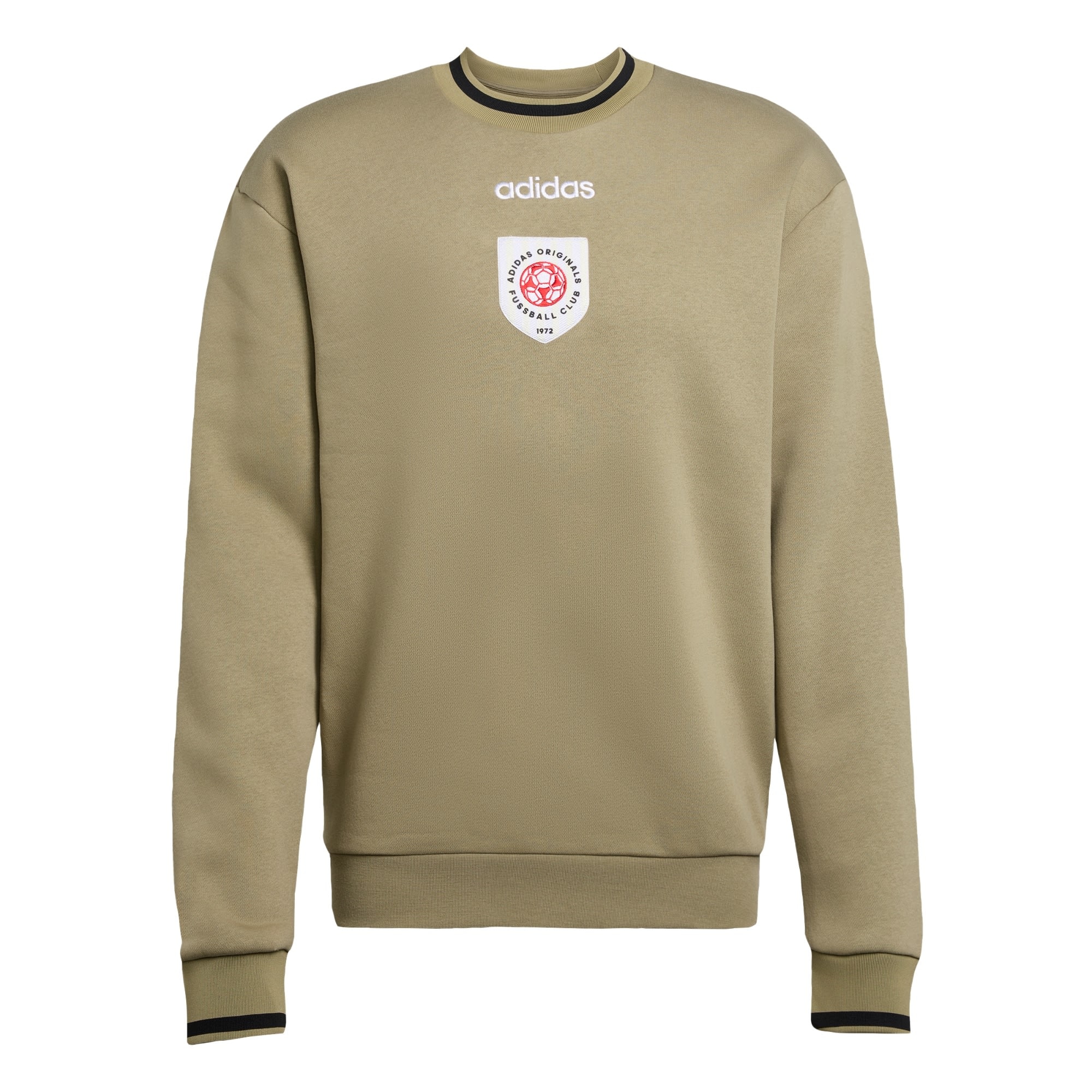 ADIDAS ORIGINALS Sudadera 'Badge Crewneck' caqui / rojo / negro / blanco