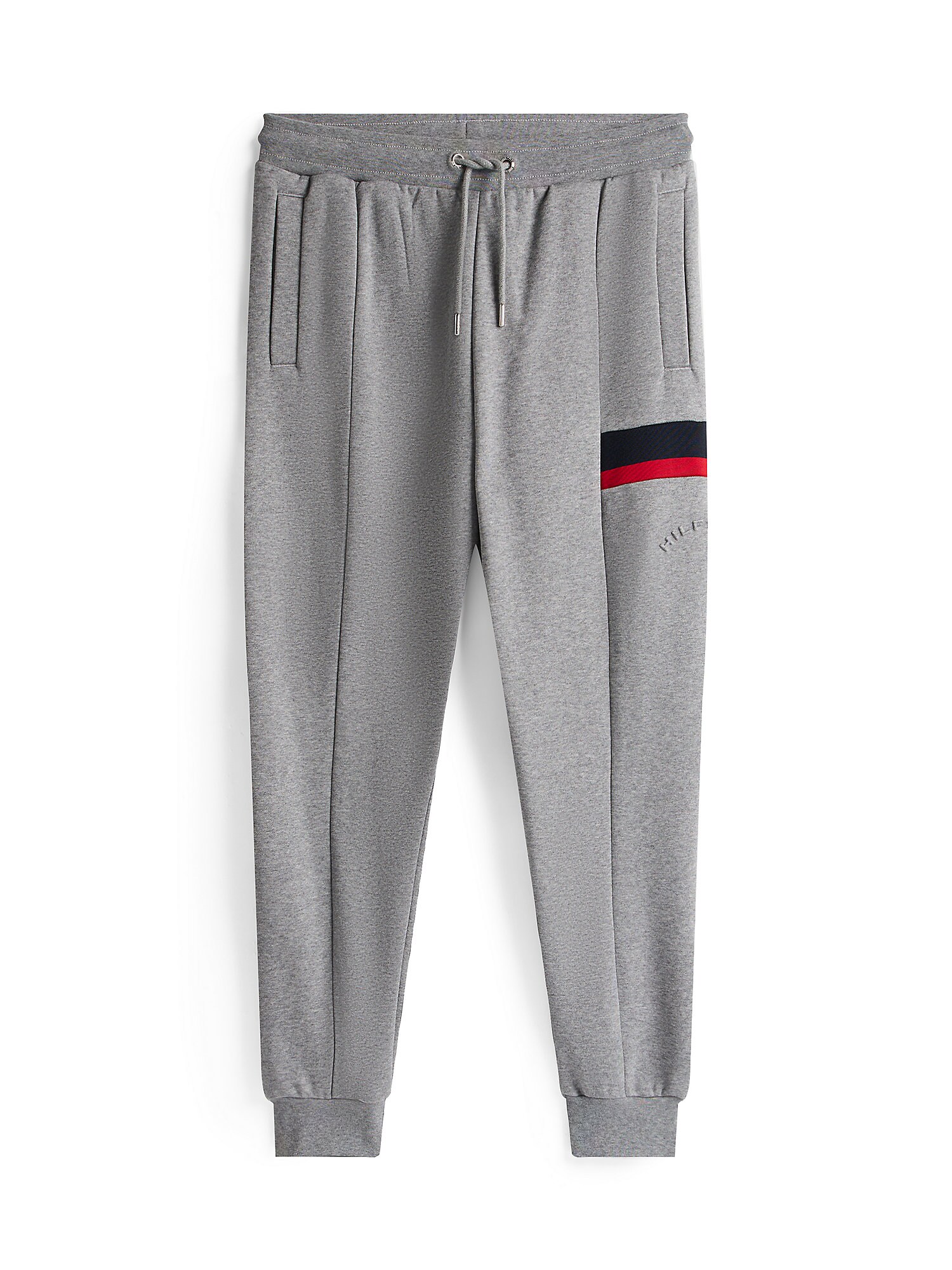 TOMMY HILFIGER Nohavice námornícka modrá / sivá melírovaná / červená