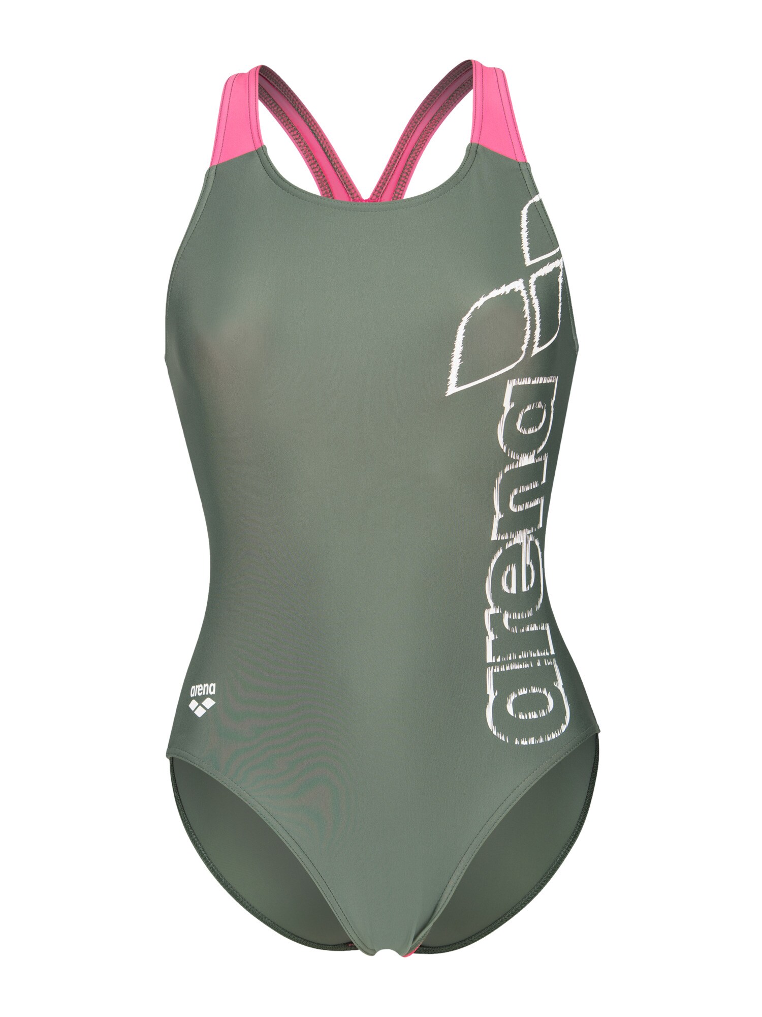 ARENA Costum de baie întreg Scratchy V Back  verde pin / roz deschis / alb