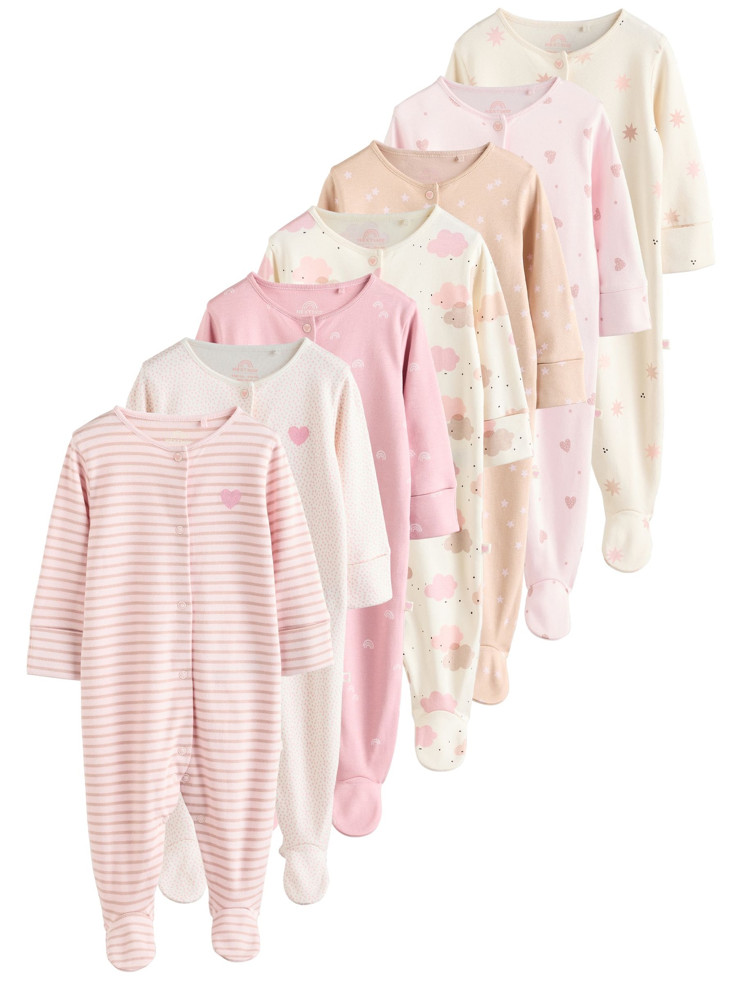 Next Pijamale  galben pastel / galben deschis / portocaliu pastel / roz / roz pastel / alb