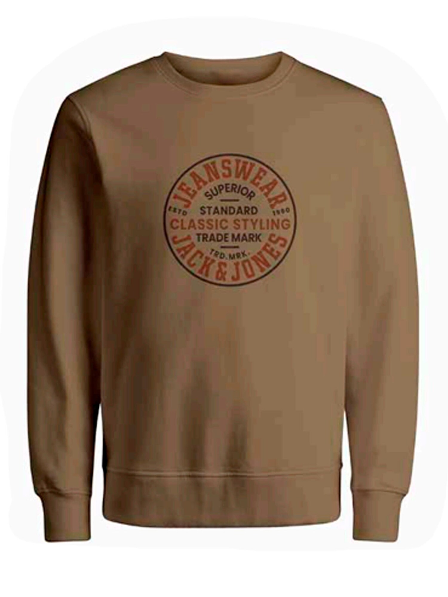 JACK & JONES Mikina 'EDDIE'  svetlohnedá / červená / čierna
