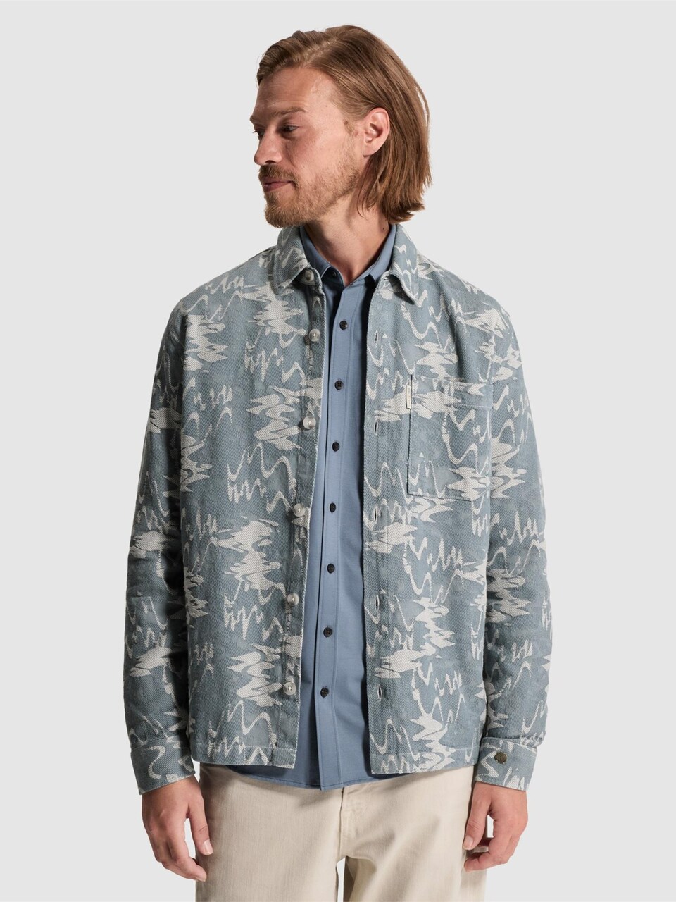 Skjorta 'Overshirt with jacquard pattern and button closure'