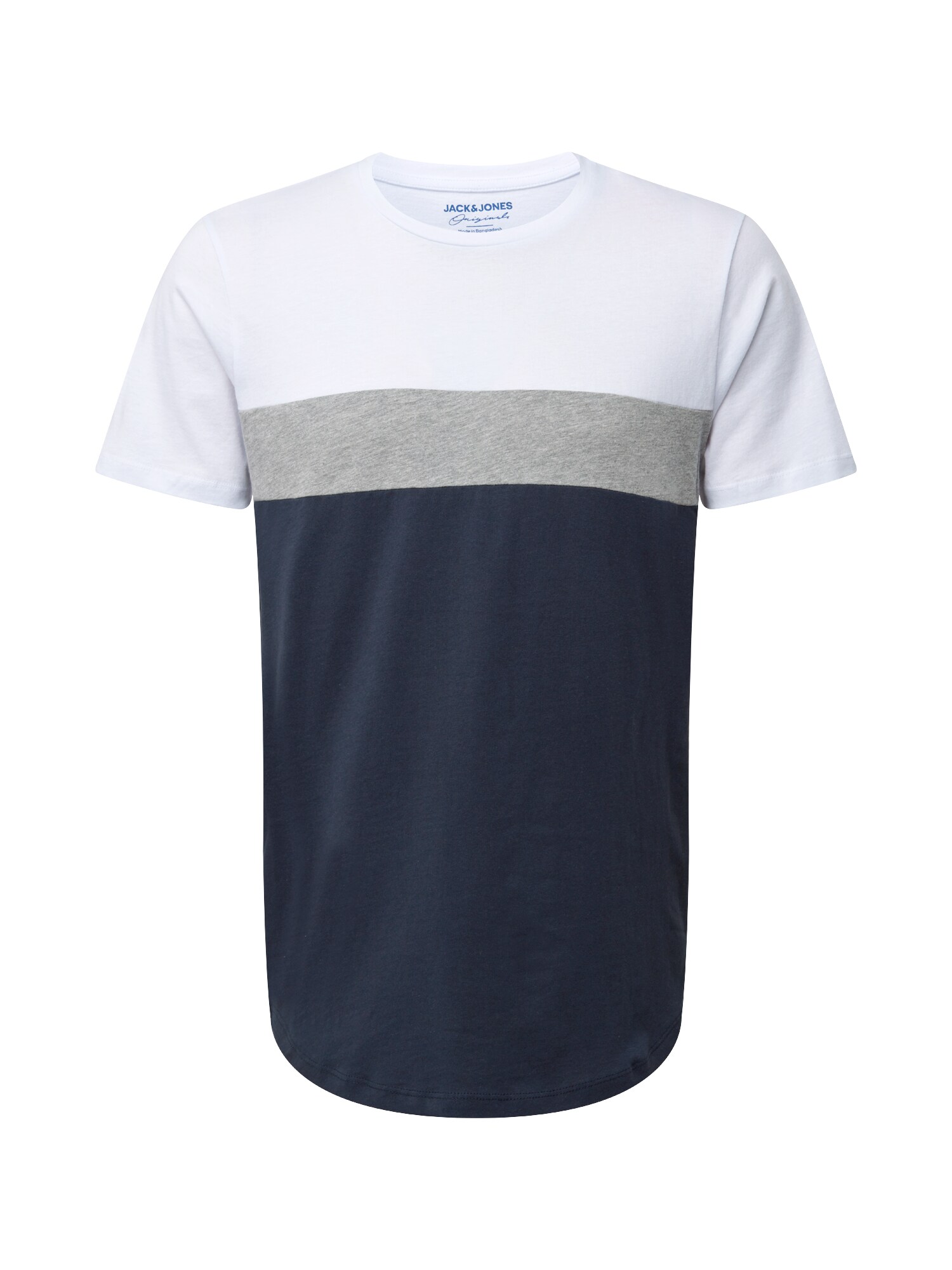 JACK & JONES Marškinėliai  tamsiai mėlyna / balta / pilka
