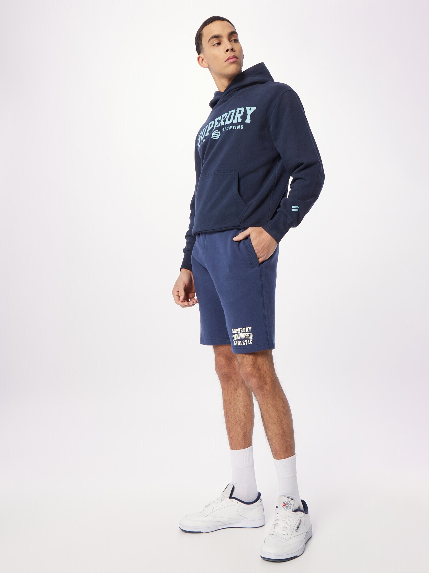 Superdry & Co Nohavice 'VINTAGE GYM ATHLETIC' tmavomodrá / prírodná biela (obrázok 4)