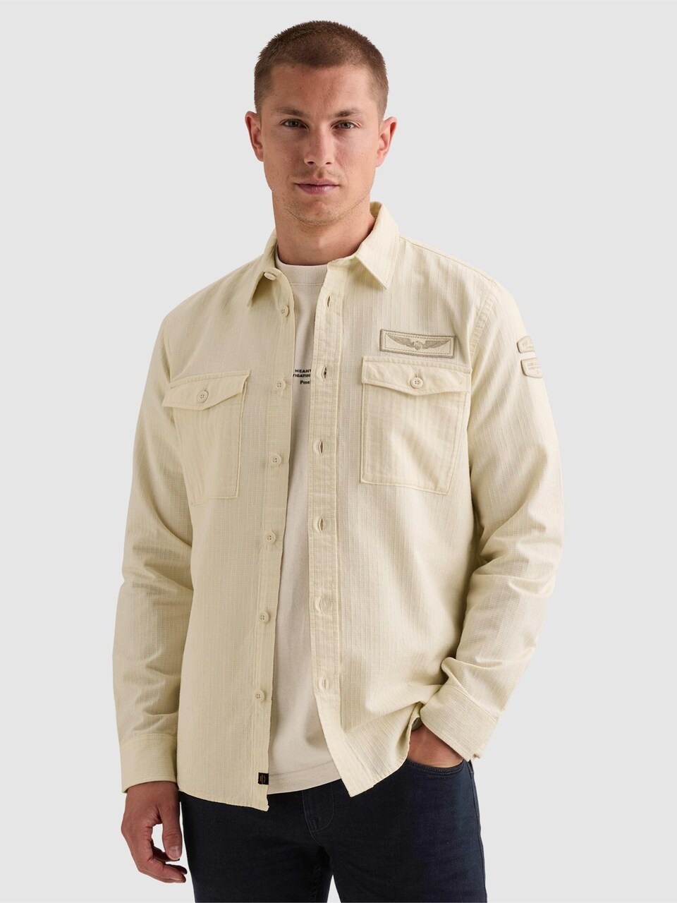 Skjorta 'Shirt in 100% cotton with chest pockets and badge'