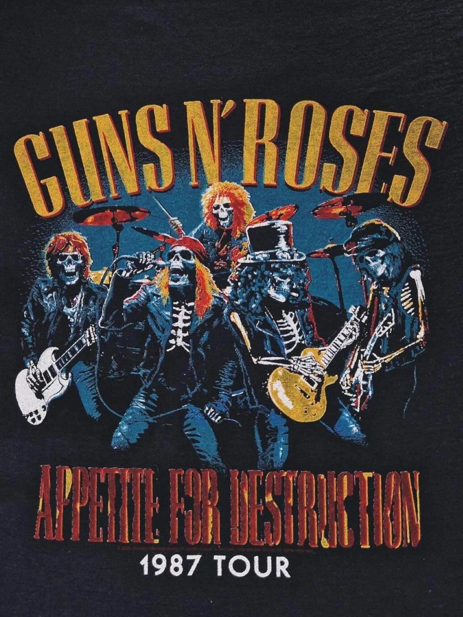 GUNS N' ROSES Camiseta 'Guns N´ Roses Appetite for destruction live skulls 1987 T-Shirt' negro – imagen 3