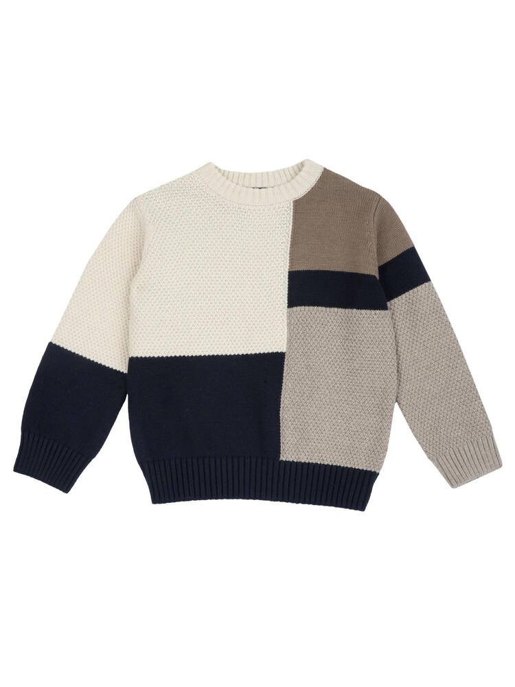 Chicco Cardigan Jungen Größe 122 ecru / navy / grau / schlammfarben
