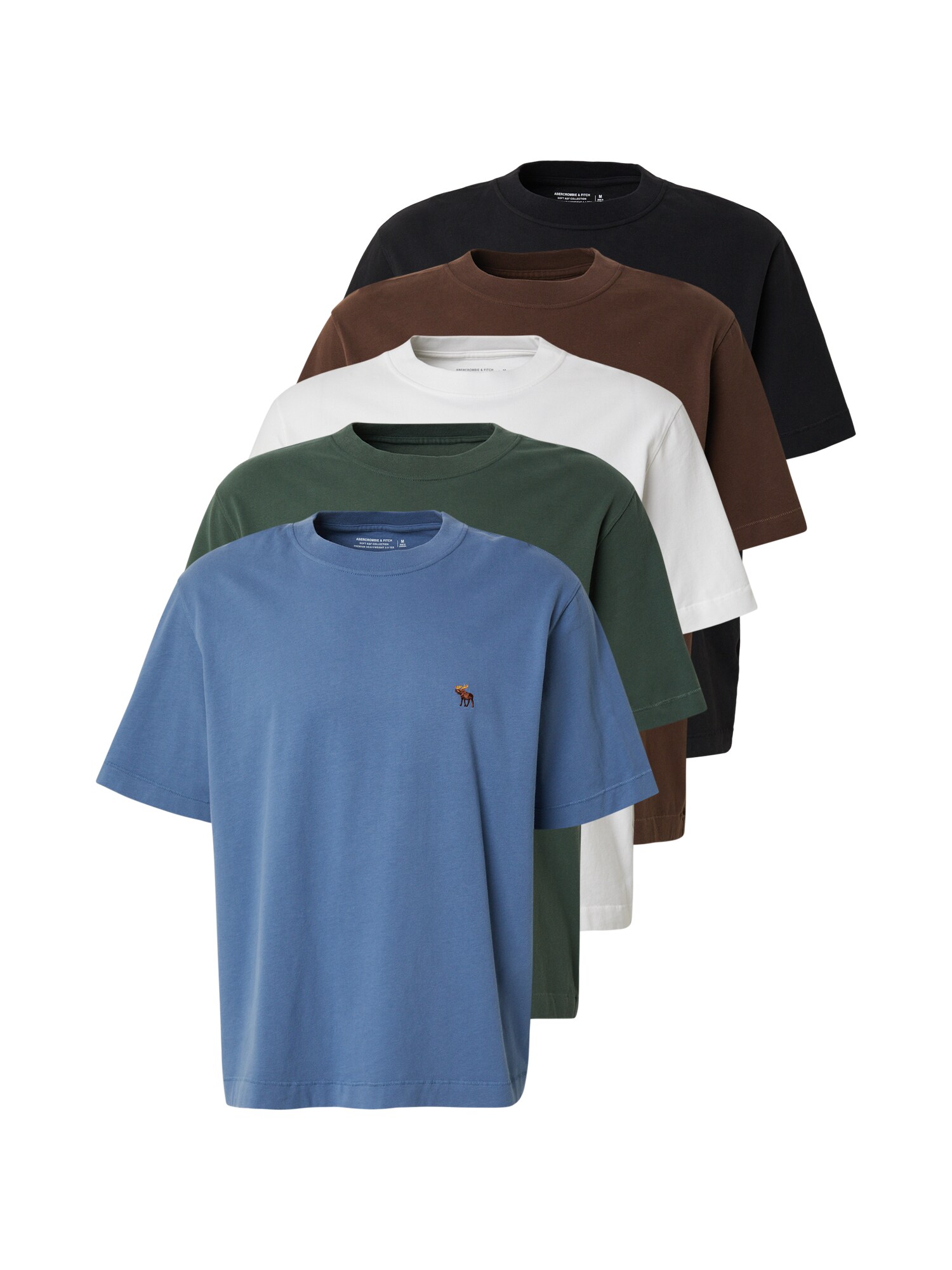 Abercrombie & Fitch Tricou  albastru / maro / verde smarald / negru / alb