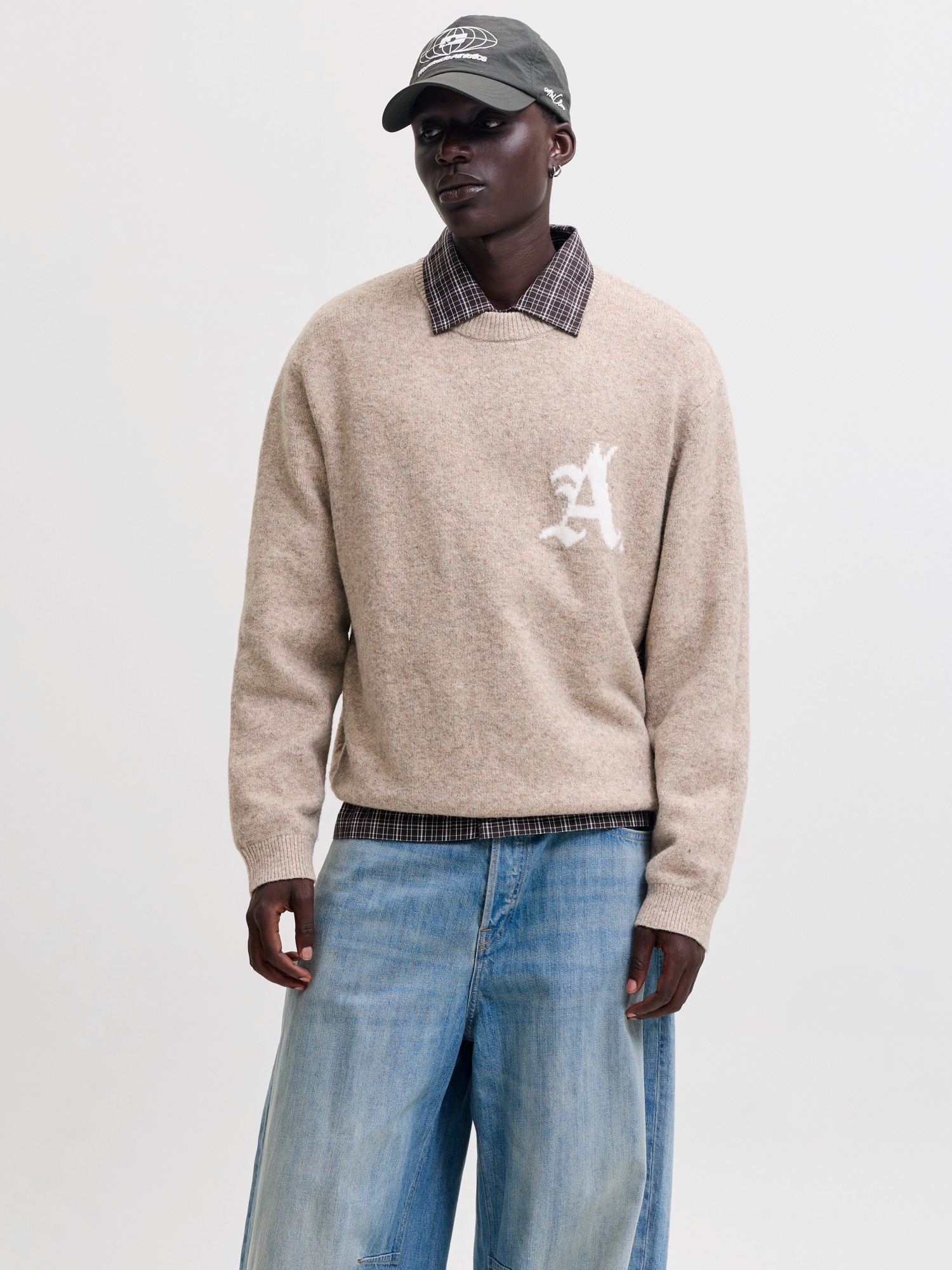 JACK & JONES Pulover JCOLEGACY bej amestecat / alb