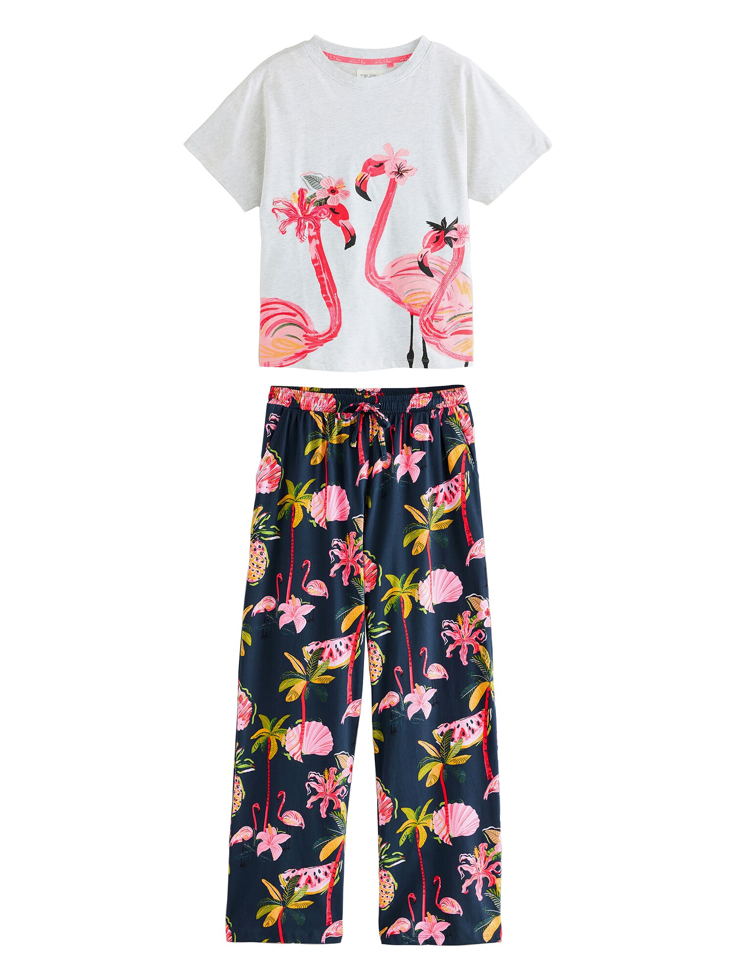 Next Pijama  albastru marin / alb amestacat