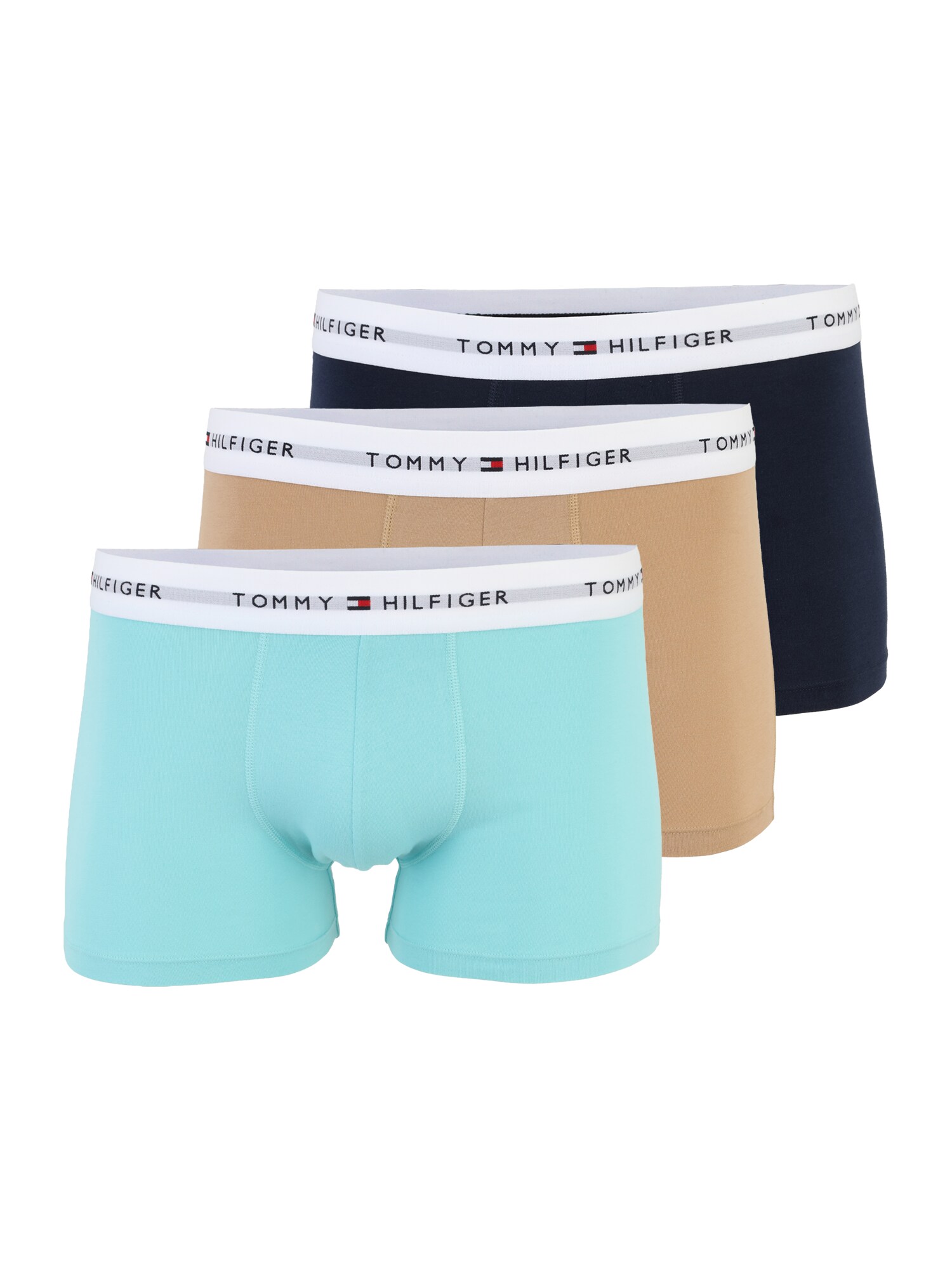Tommy Hilfiger Underwear Boxeri  maro cămilă / bleumarin / albastru aqua / alb