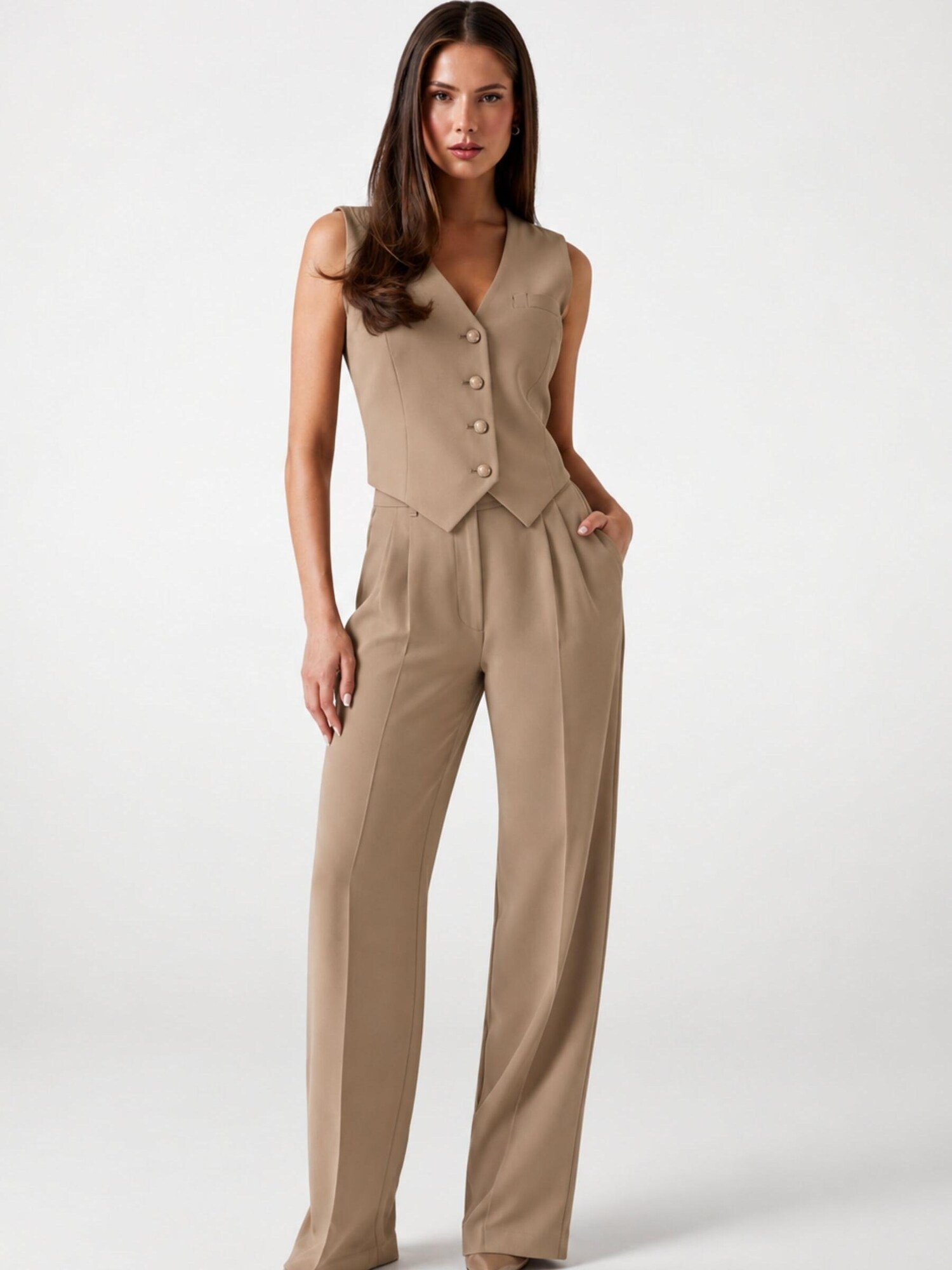 GUESS Pantalón plisado 'THEOLINE PERFECT'  taupe – imagen 4