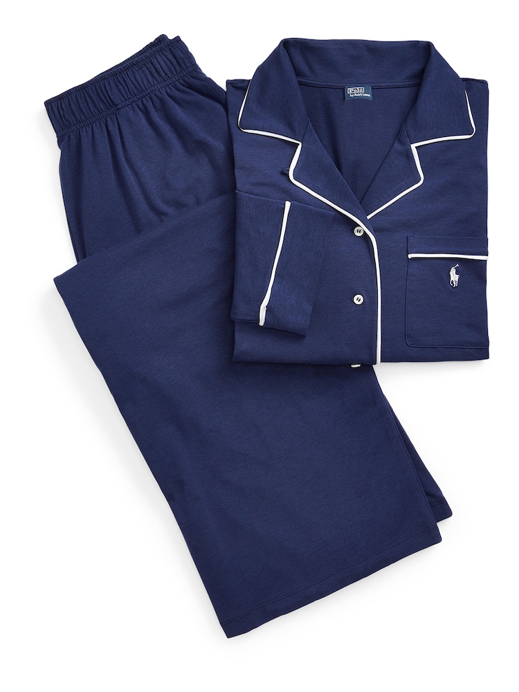 Polo Ralph Lauren Pyjama ' Long Sleeve Set ' Damen Größe XXL navy Winterkleid