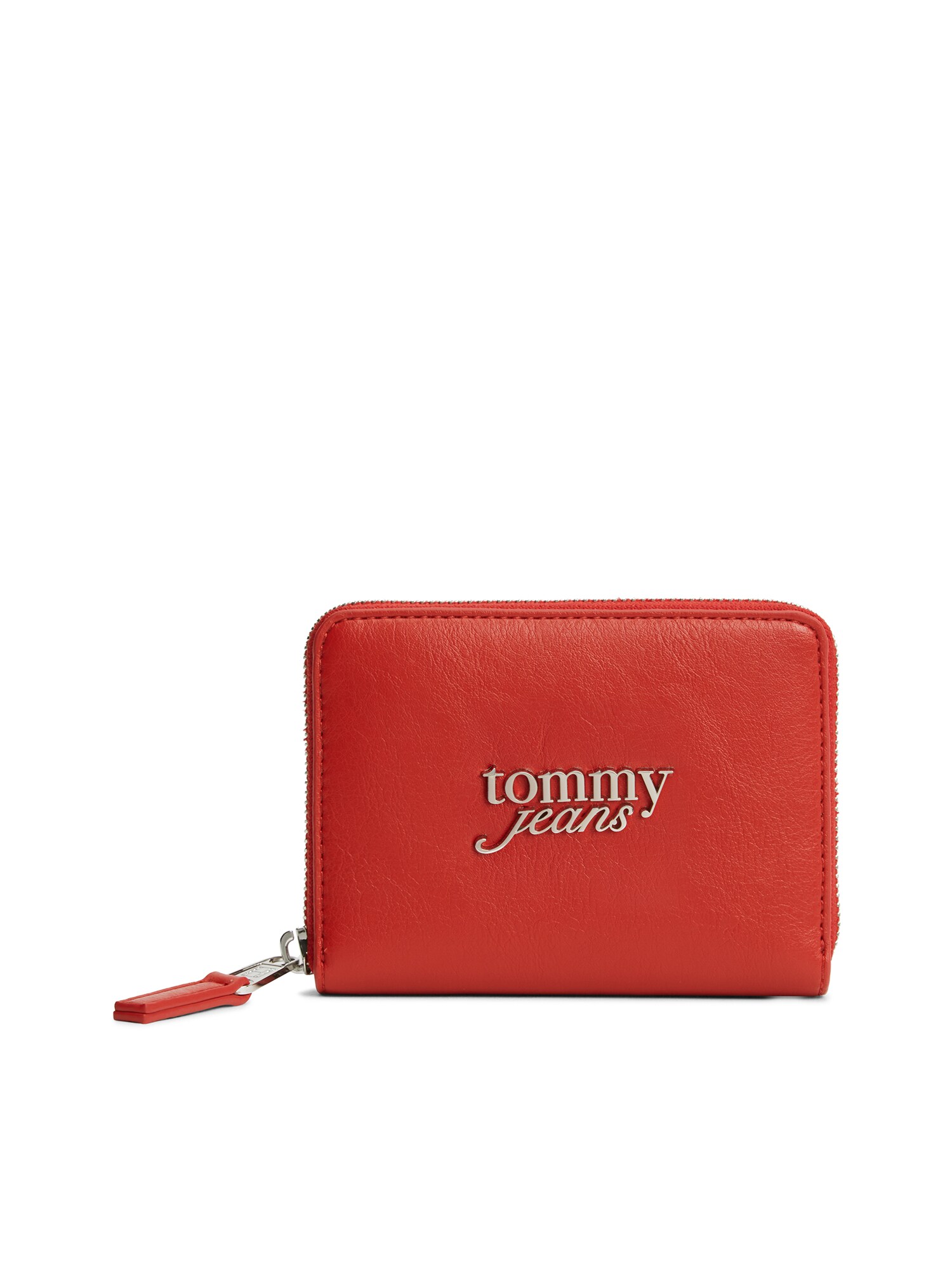 Tommy Jeans Portofel 'Logo Plaque Zip-around'  roșu intens