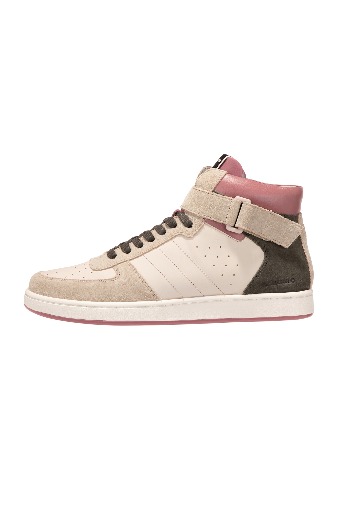 STRELLSON Zapatillas deportivas altas 'Stripe Evans J' marrón oscuro / rosa / talco