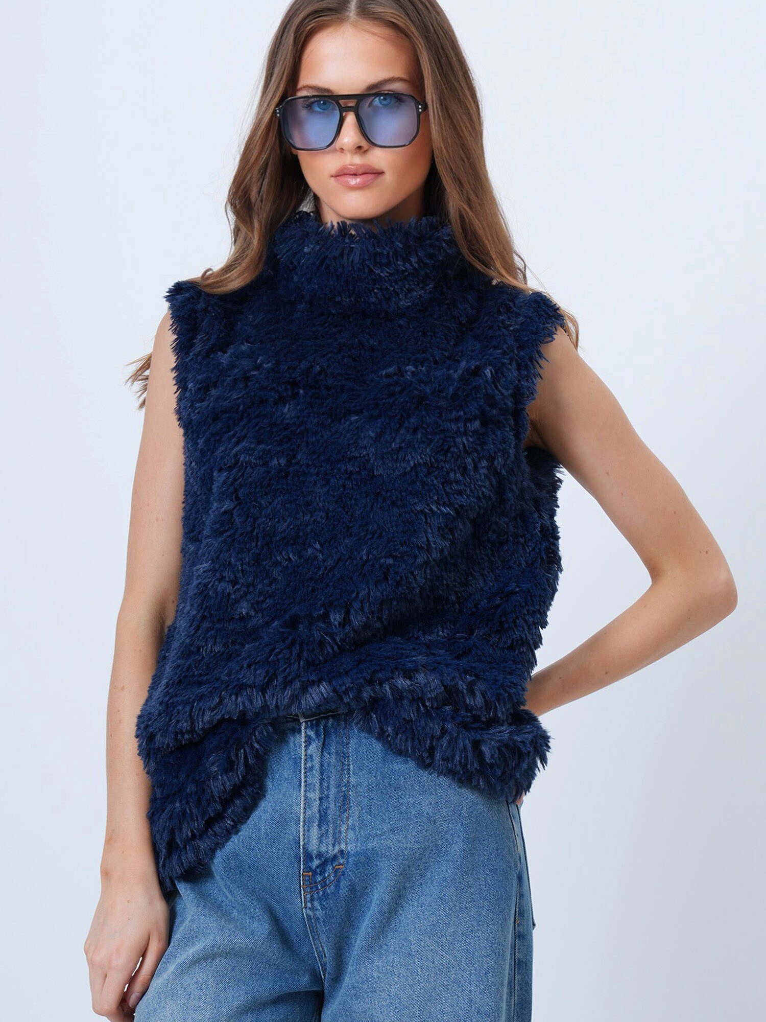 Trend Alaçatı Stili Pulover bleumarin