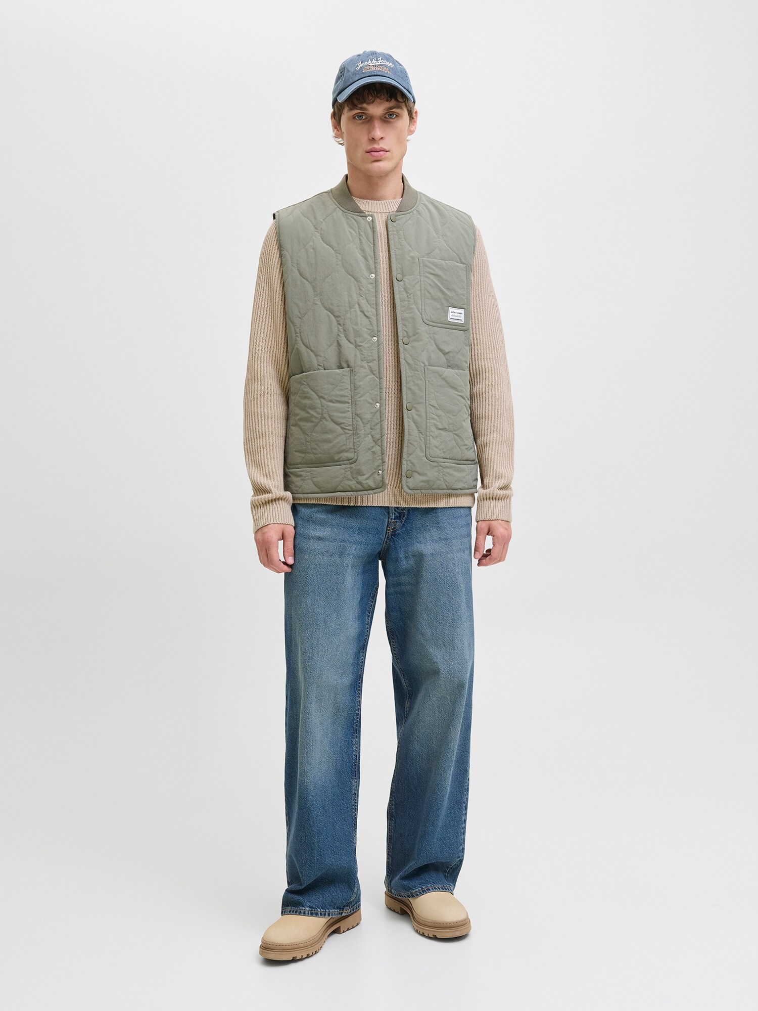 JACK & JONES Sveter 'JJEDover' béžová (obrázok 4)