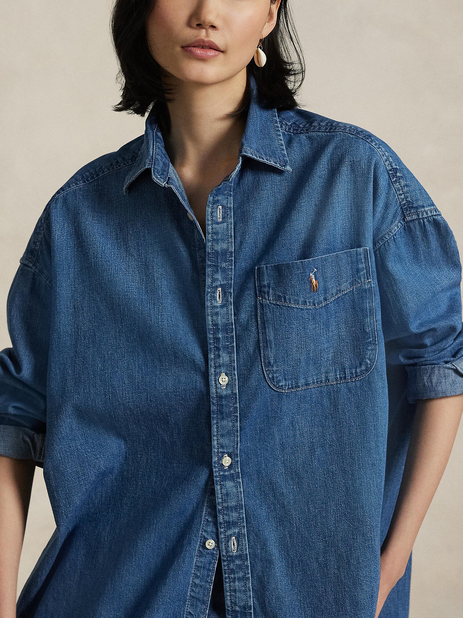 Polo Ralph Lauren Blúzka modrá denim (obrázok 5)