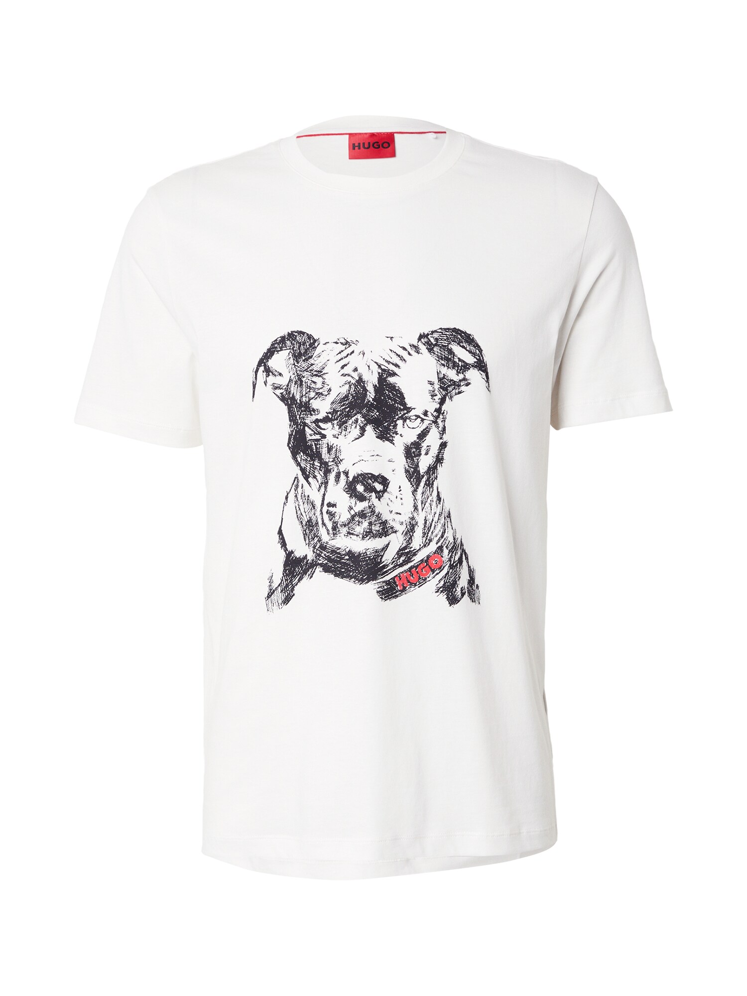 HUGO Tricou Dubrox  fildeş / roșu / negru