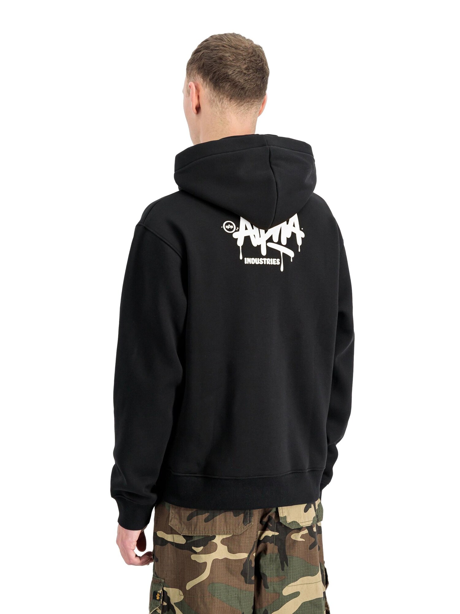ALPHA INDUSTRIES Sudadera 'Signature'  negro / blanco – imagen 4