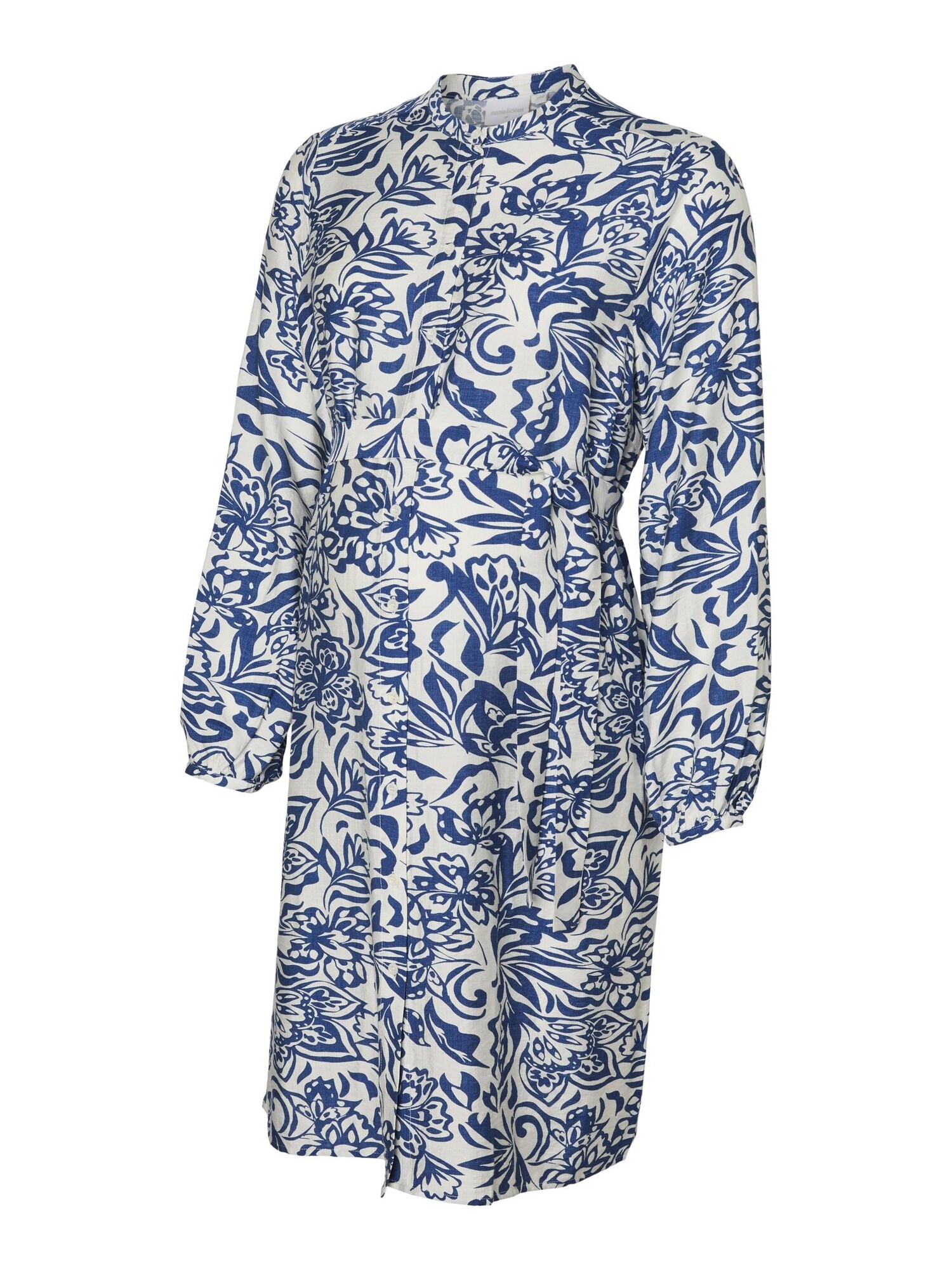 MAMALICIOUS Vestido camisero 'MLSorilla' genciana / blanco lana