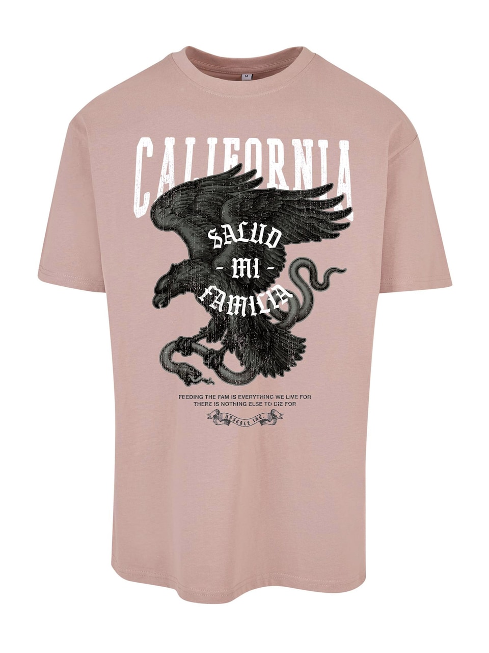 T-shirt 'La Familia' gammalrosa / svart