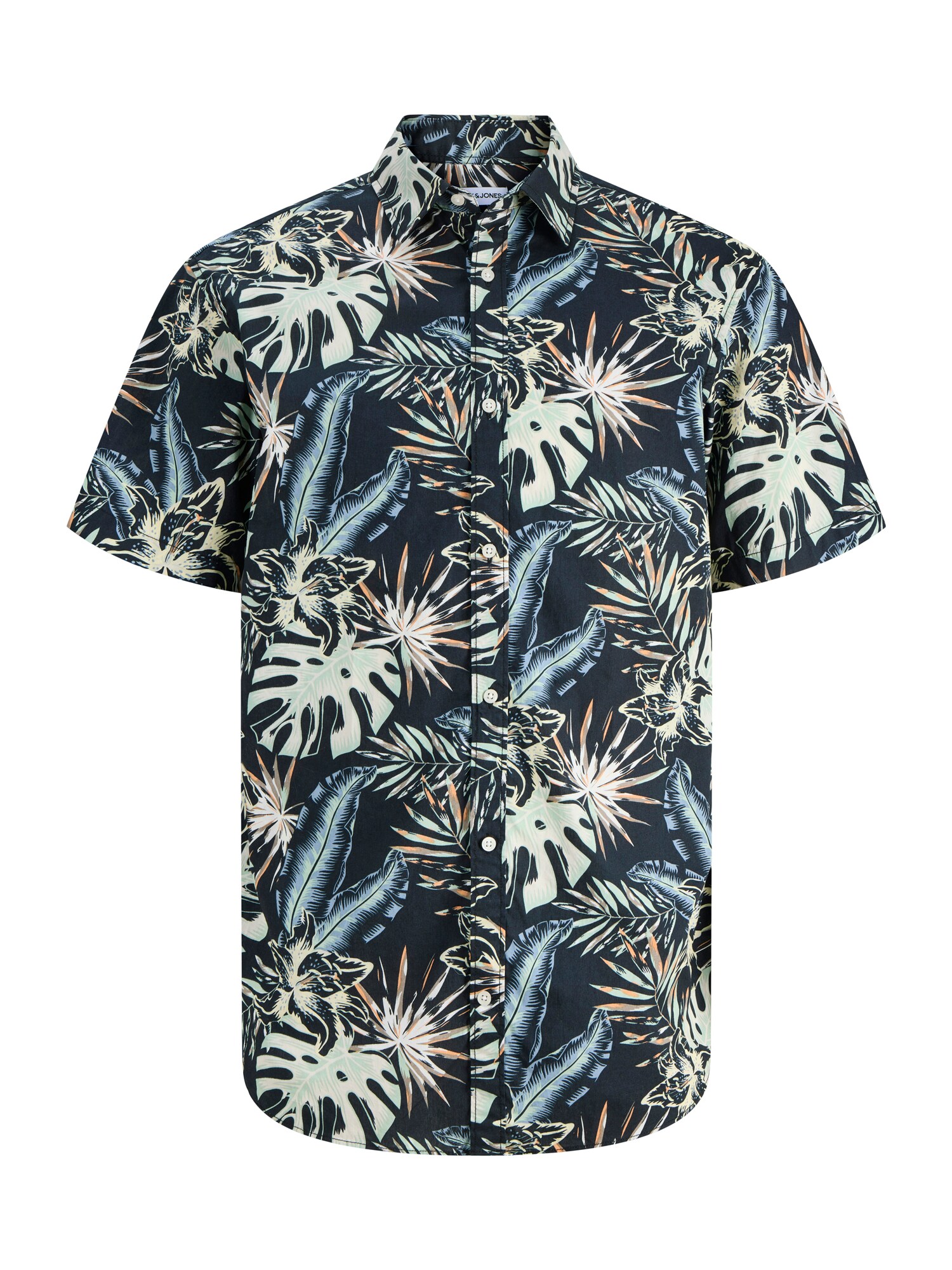 JACK & JONES Cămașă 'JJHonolulu'  albastru deschis / verde kiwi / portocaliu caisă / negru