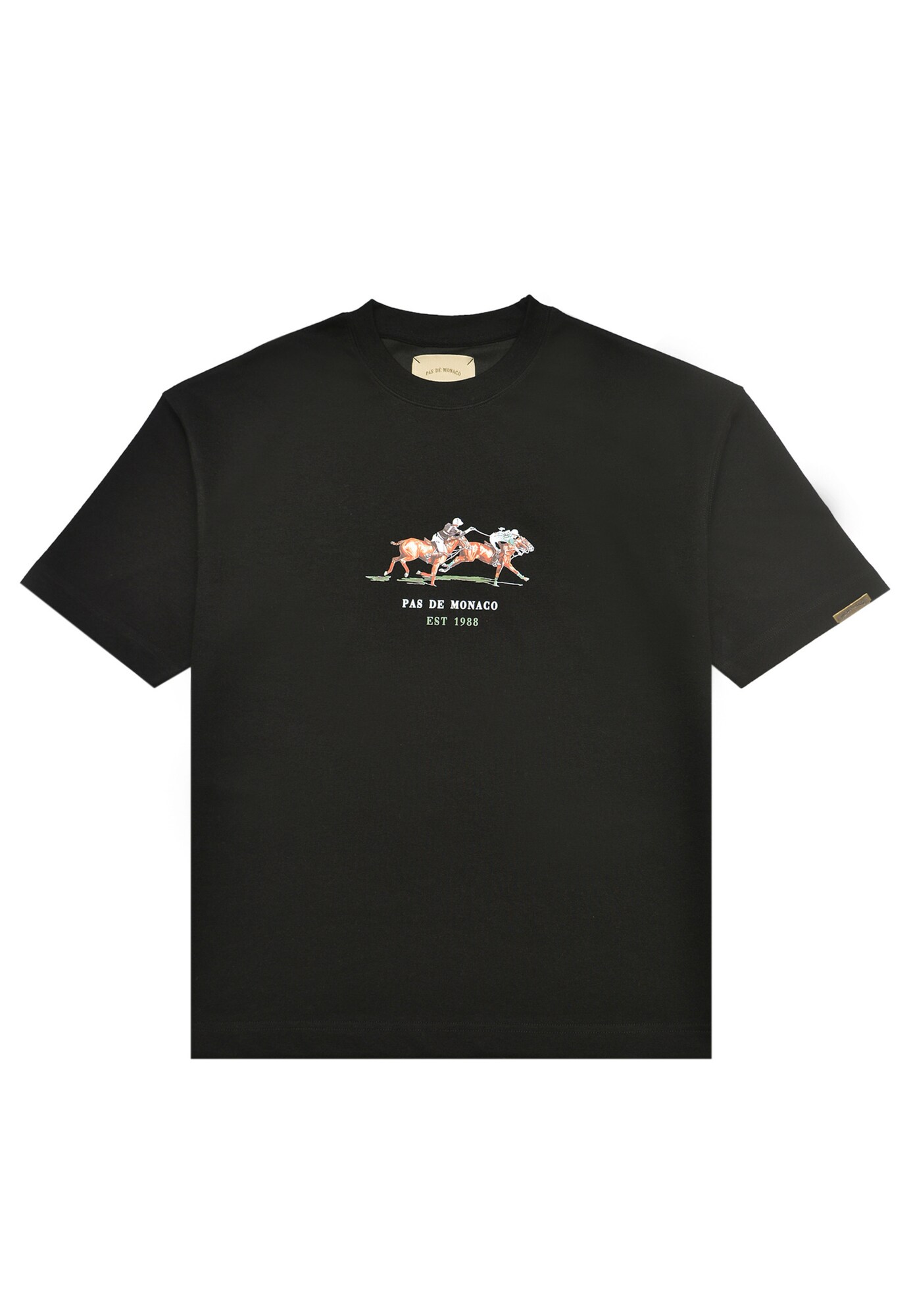 Pas De Monaco Camiseta 'Equestrian Flare'  verde / rojo anaranjado / negro / blanco