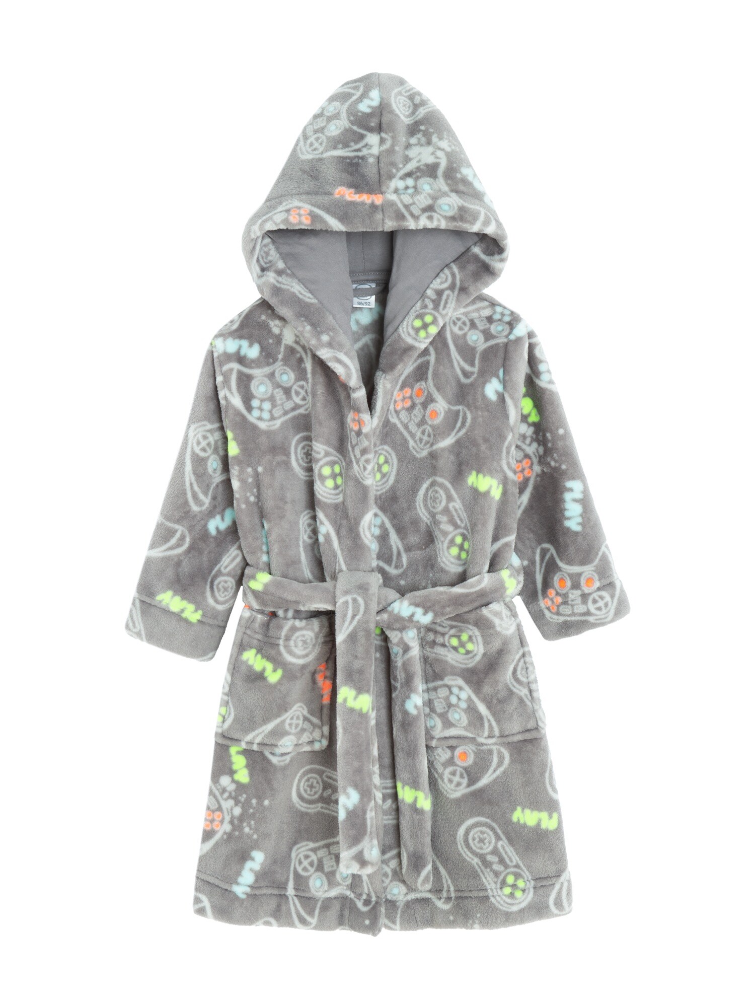 Cool Club Halat de baie  albastru pastel / galben neon / gri