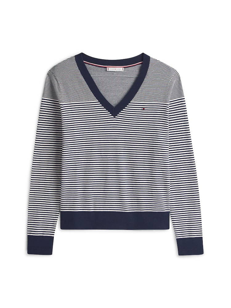 TOMMY HILFIGER Pullover Damen Größe M navy / rot / weiß