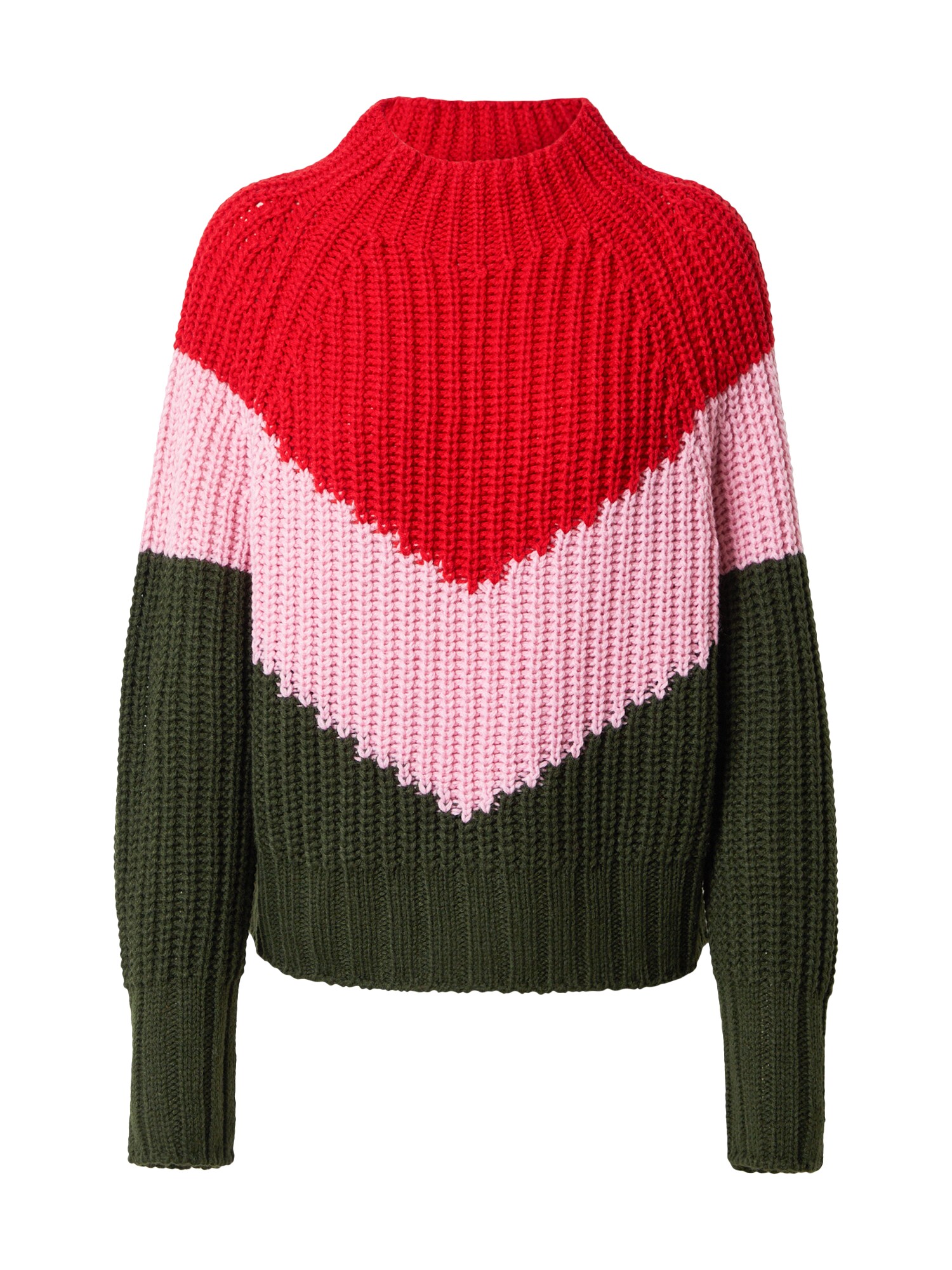 Essentiel Antwerp Megztinis 'Wavinci'  žalia / raudona / rožinė