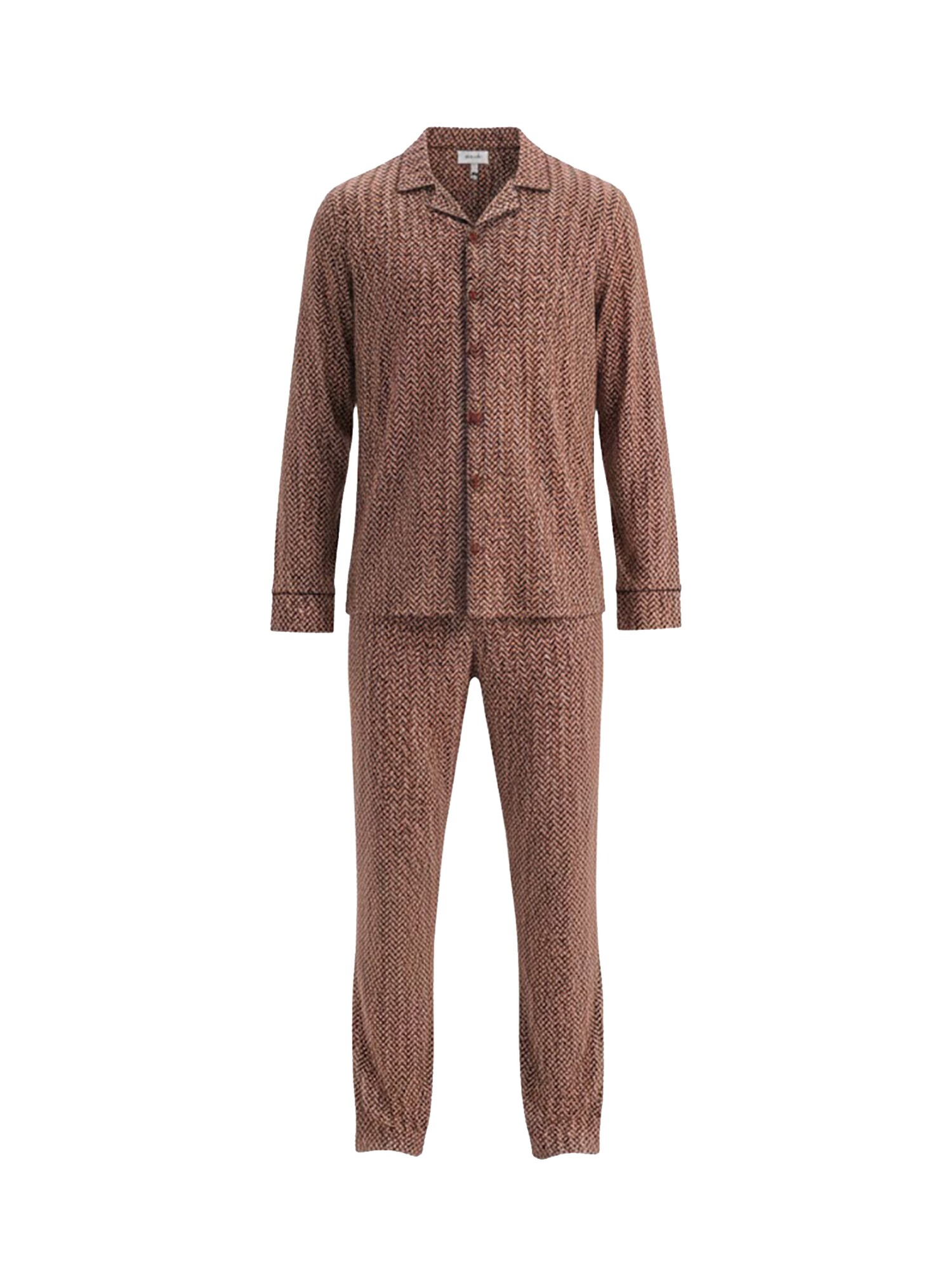 Dagi Pijama lungă  maro caramel / ciocolatiu / alb