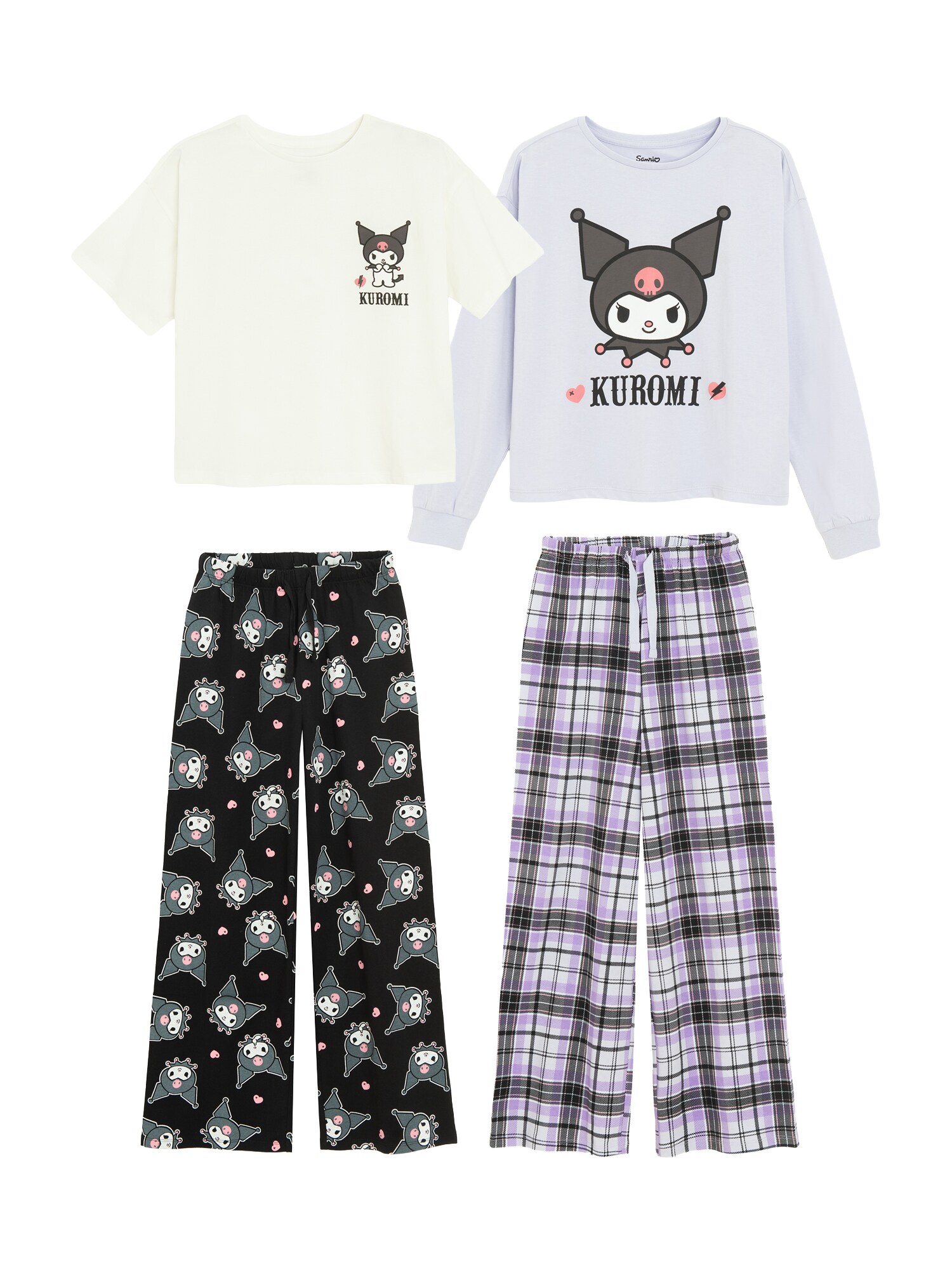 Cool Club Pijamale  mov deschis / negru / alb