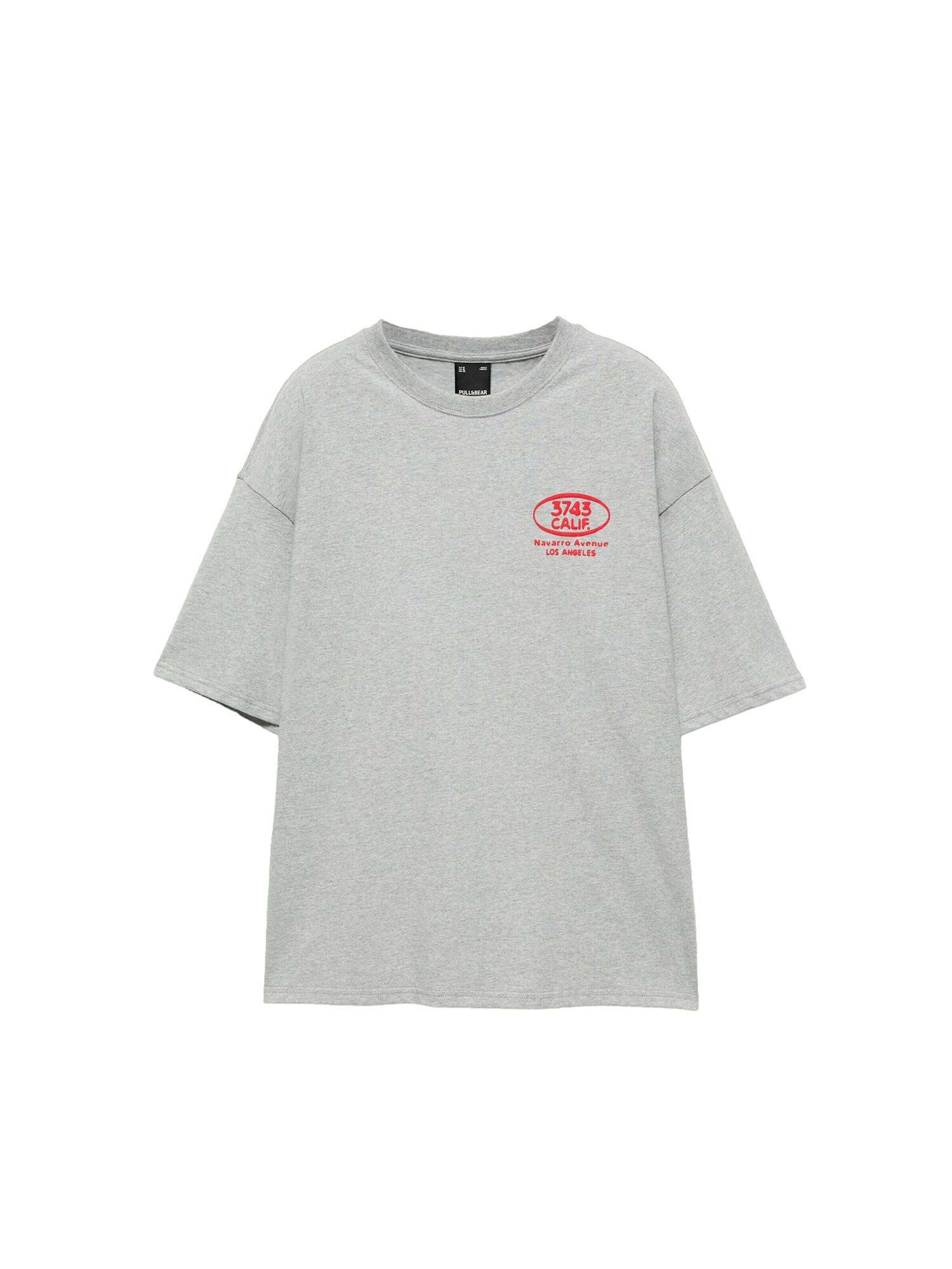 Pull&Bear Tricou gri deschis / roșu / alb