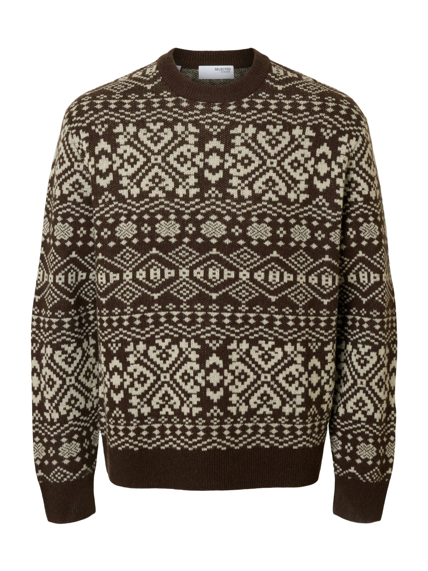 SELECTED Jersey 'SLHHolger'  marrón oscuro / blanco natural