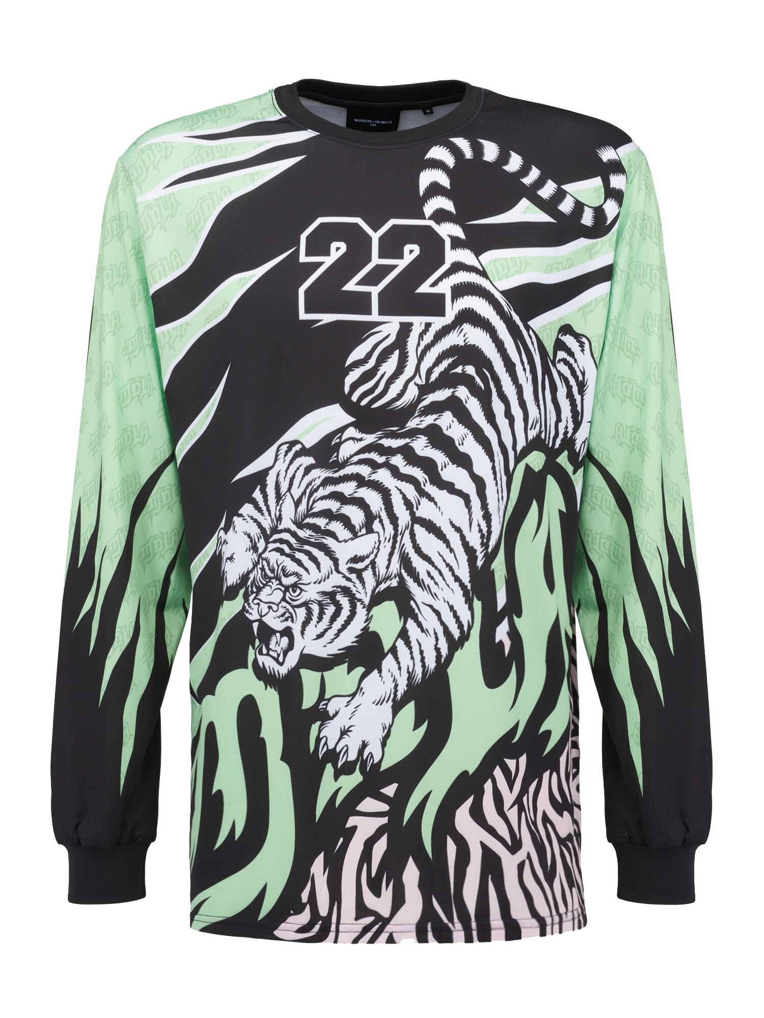 Magdeburg Los Angeles Marškinėliai ' TIGER' žalia / juoda / balta / gelsvai pilka spalva