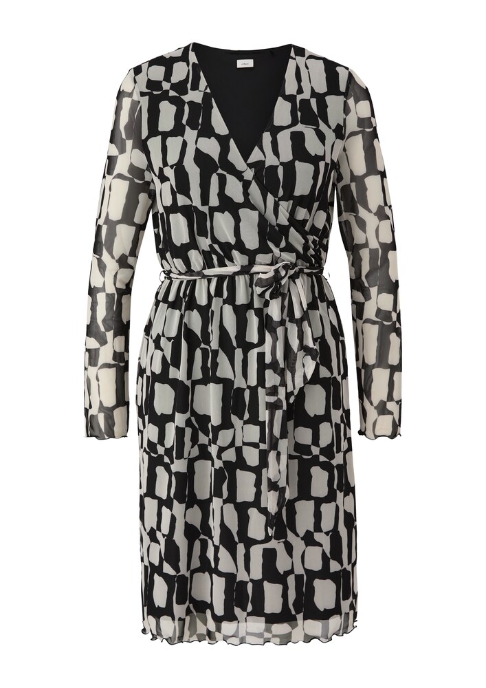 s.Oliver BLACK LABEL Kleid Damen Größe 44 elfenbein / schwarz Winterkleid