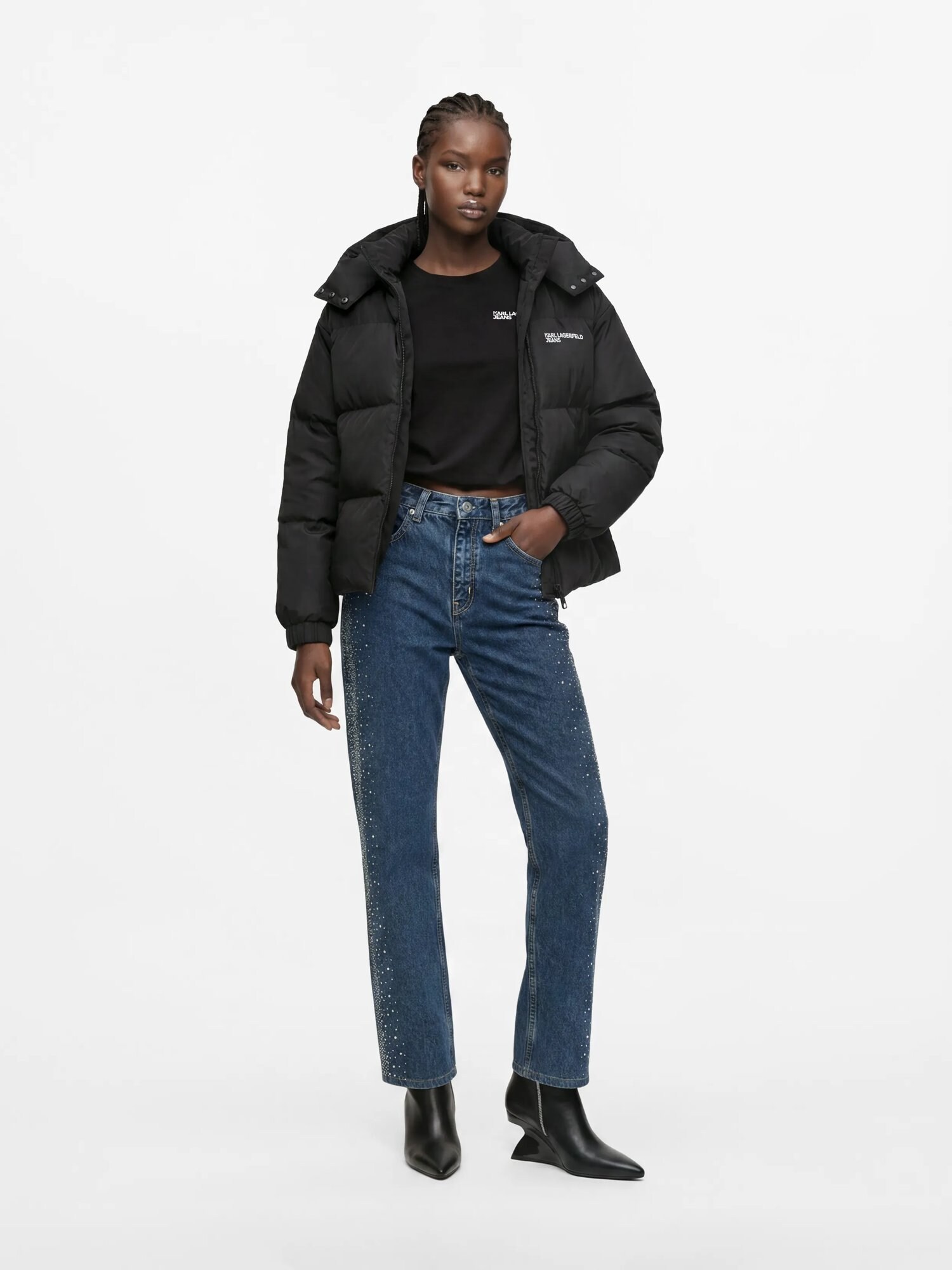 KARL LAGERFELD JEANS Chaqueta de entretiempo 'Ikon'  negro / blanco – imagen 4