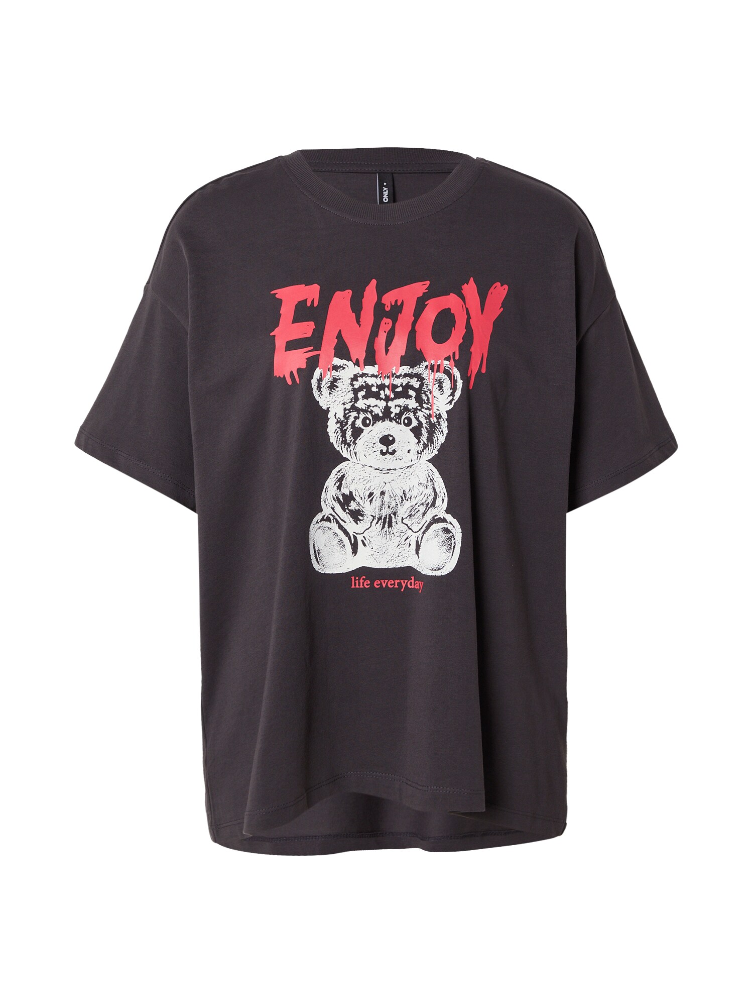 ONLY Tricou  roșu rodie / negru / alb