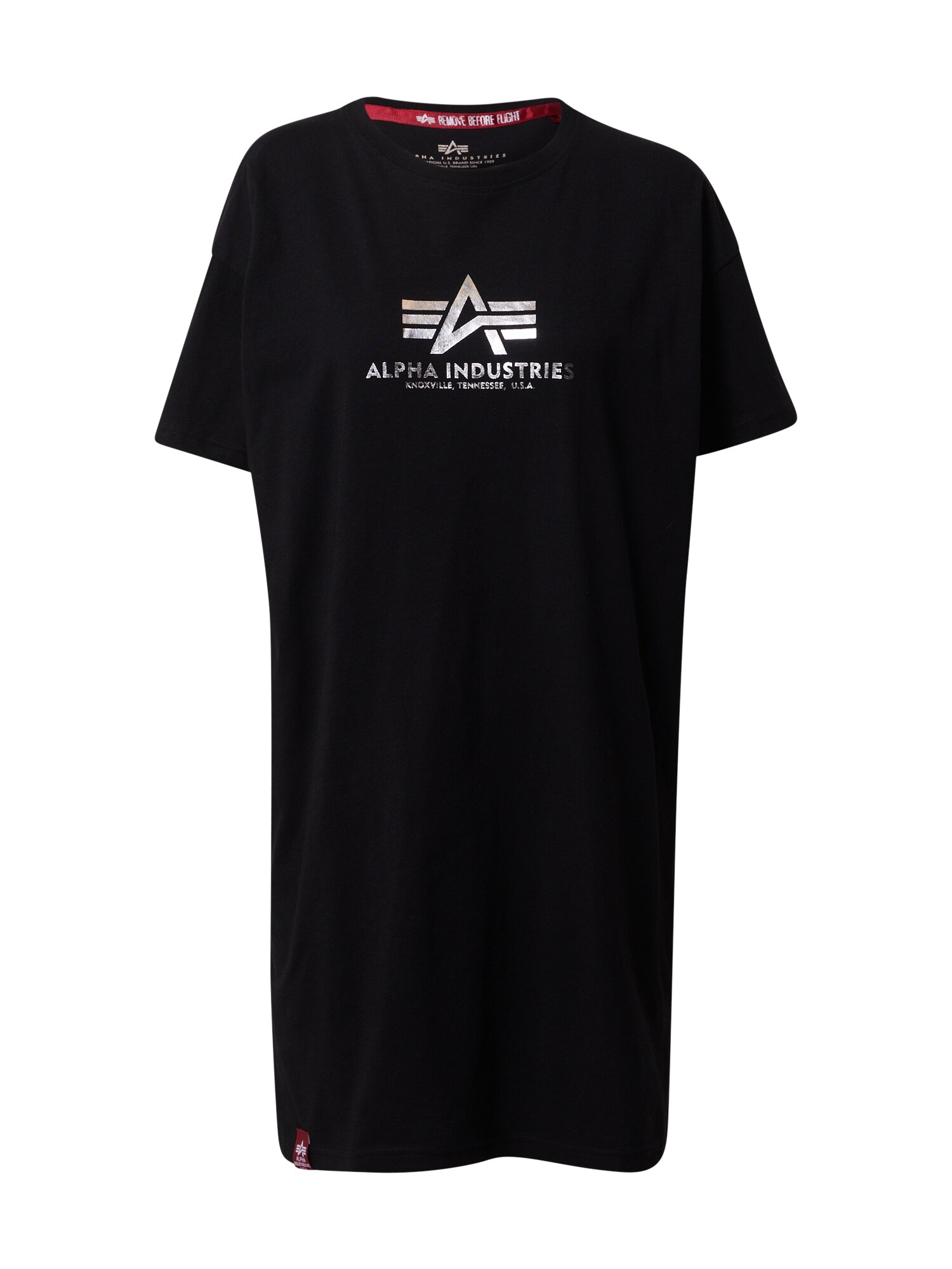 ALPHA INDUSTRIES Tričko  čierna / strieborná