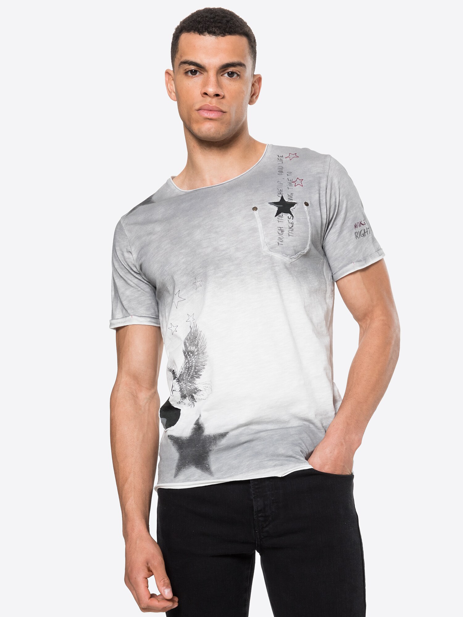 Key Largo Shirt 'NASHVILLE'  grey / white / black / berry