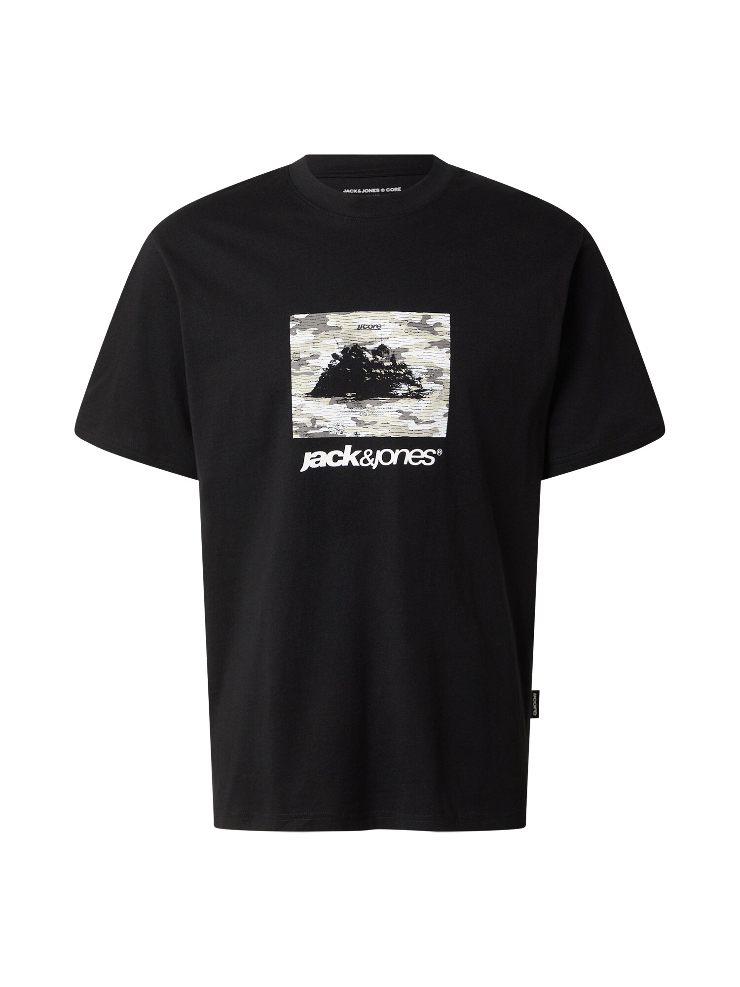 JACK & JONES Tricou 'JCOBREEZE'  gri / negru / alb