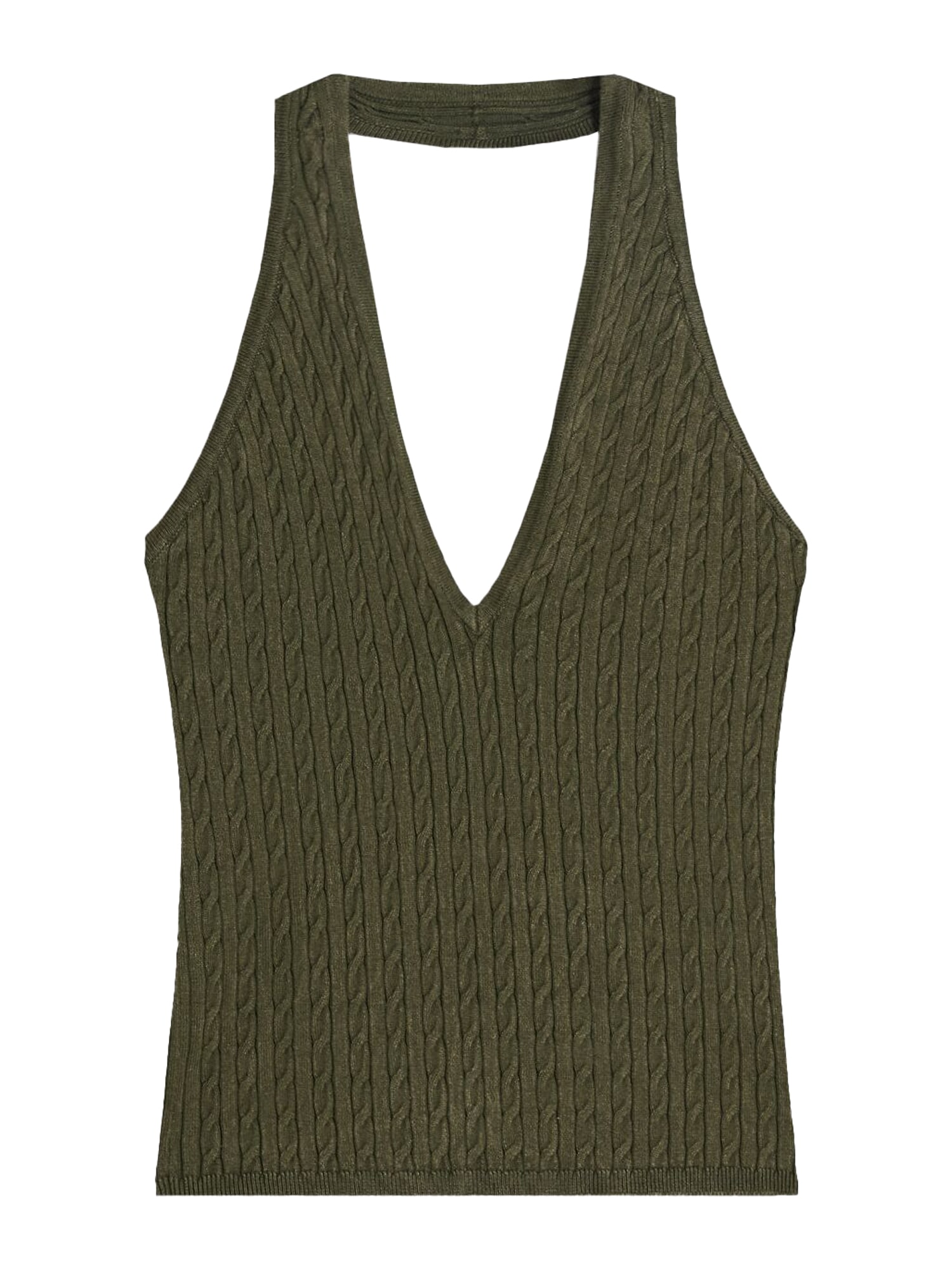 Bershka Top brodat  verde închis