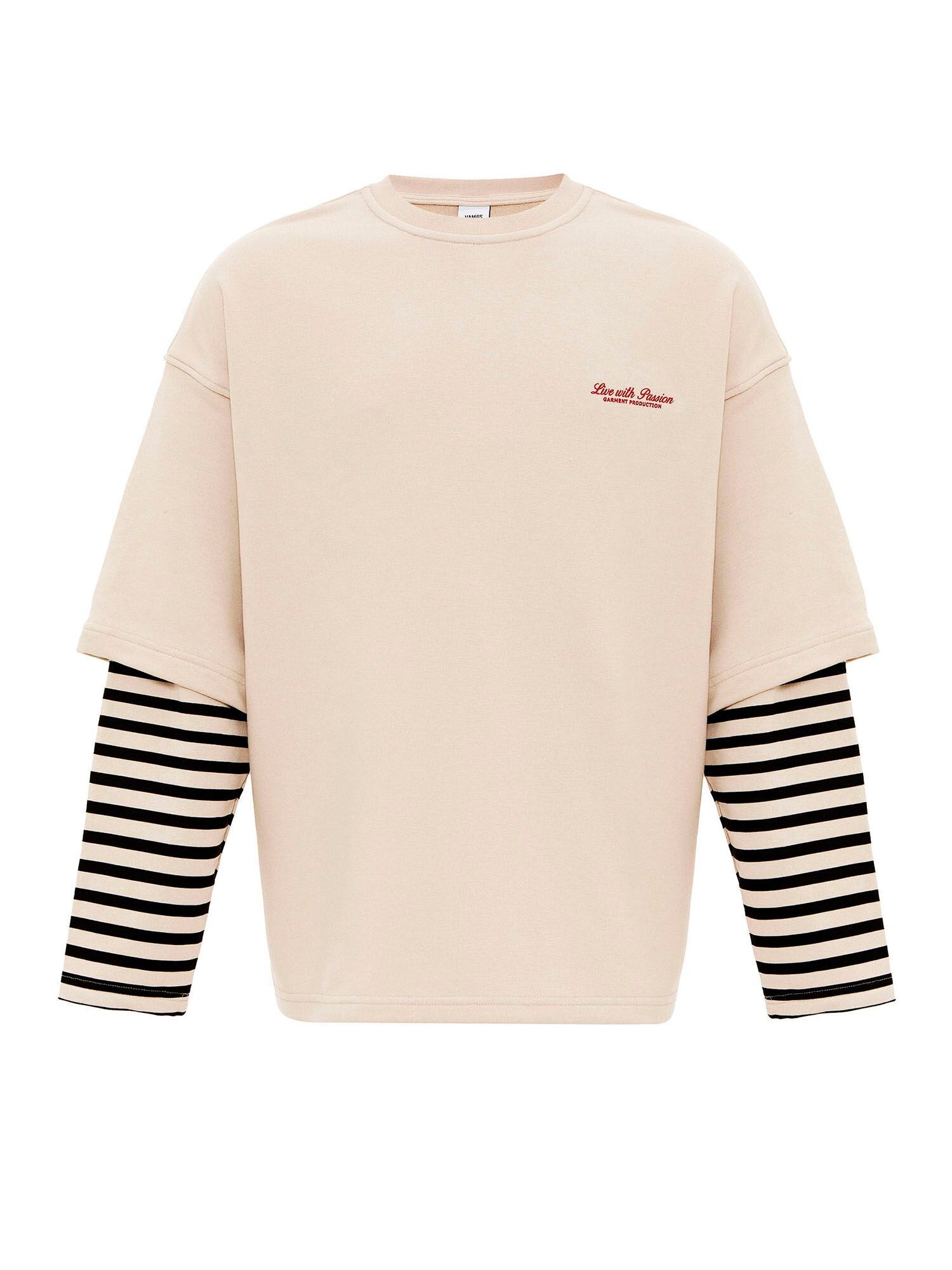 Dandalo Bluză de molton  culoarea pielii / roşu închis / negru