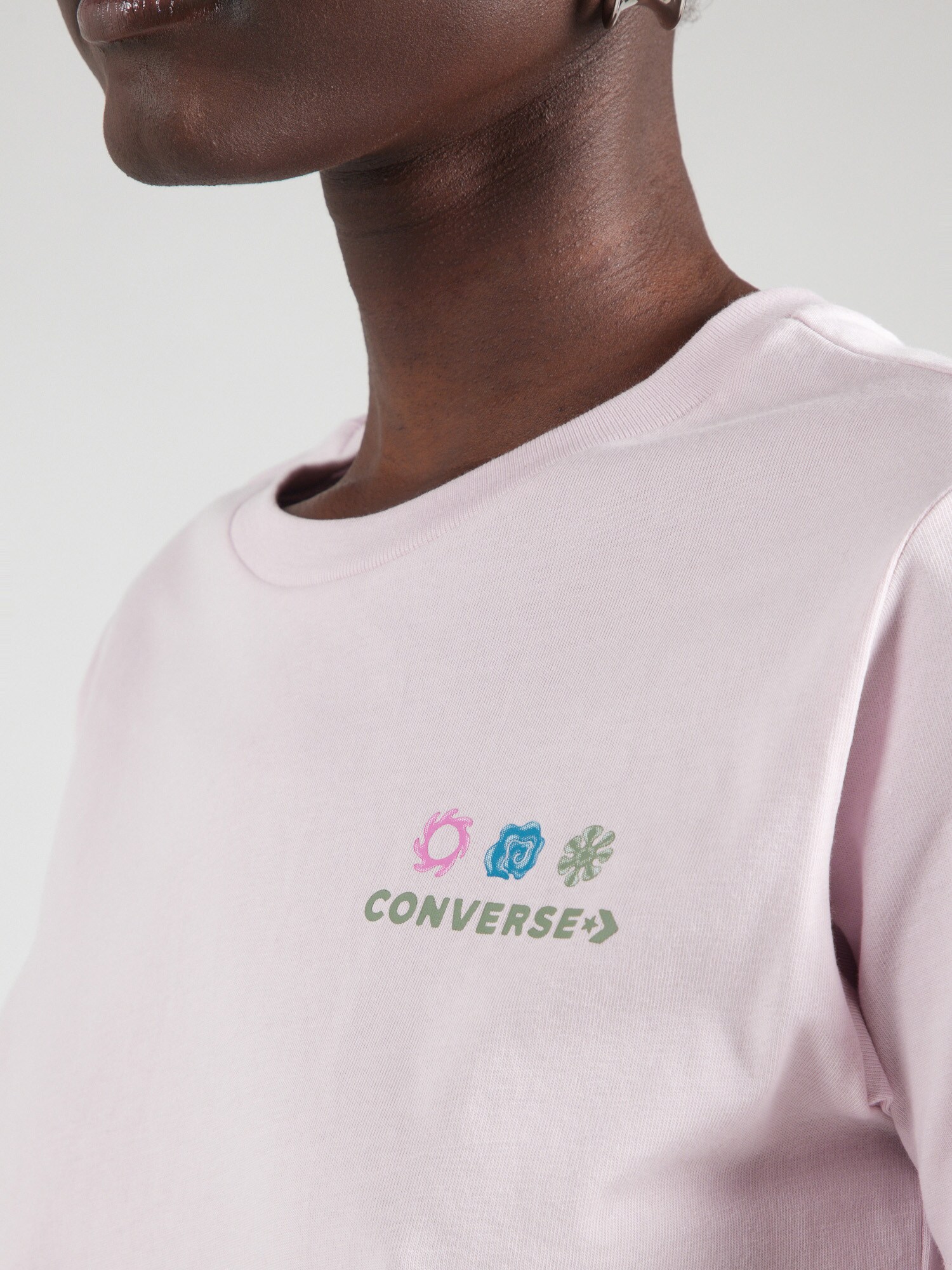 CONVERSE Tričko 'SEA' neónovo modrá / svetlomodrá / kaki / rosé (obrázok 5)