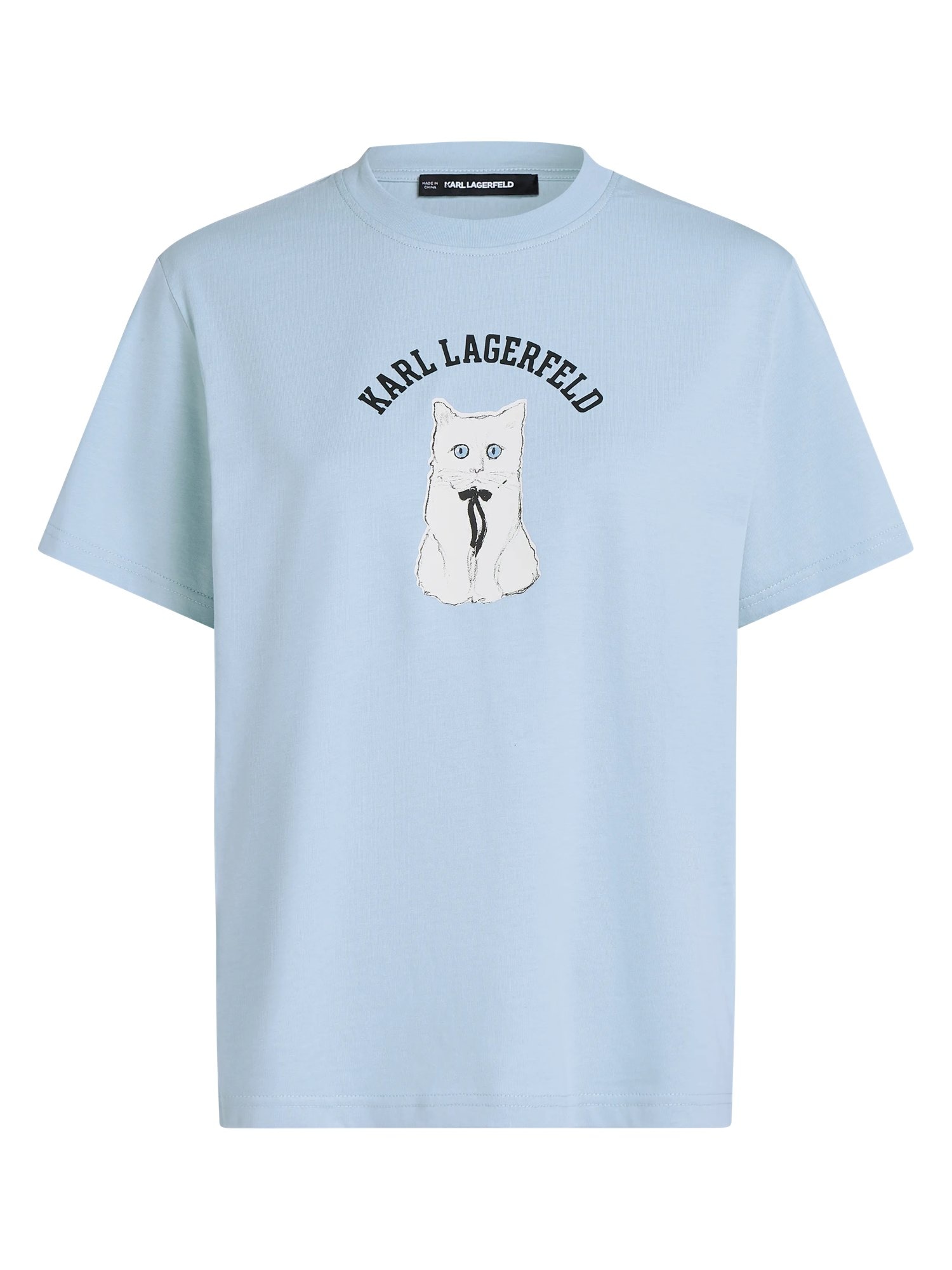 Karl Lagerfeld Tricou Choupette-Skizze albastru deschis / negru / alb