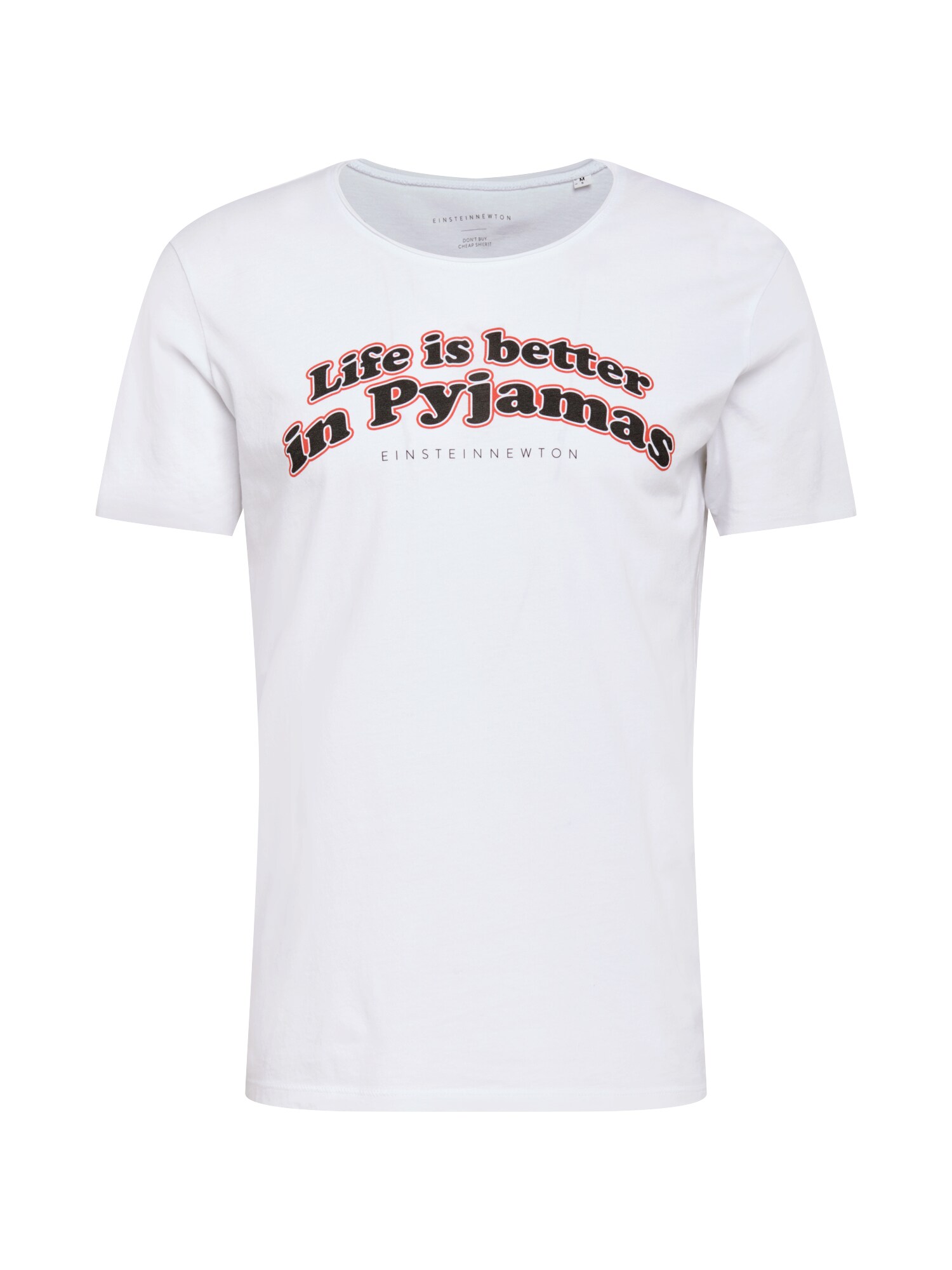 EINSTEIN & NEWTON Marškinėliai 'Pyjamas'  balta / juoda / koralų splava