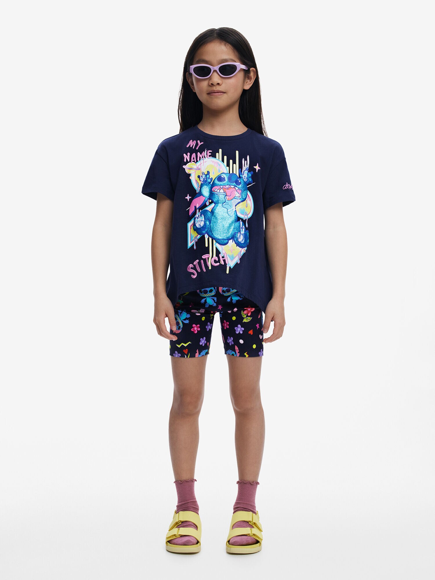 Desigual Póló 'Stitch'  tengerészkék / világos sárga / rózsaszín termék 2. képe