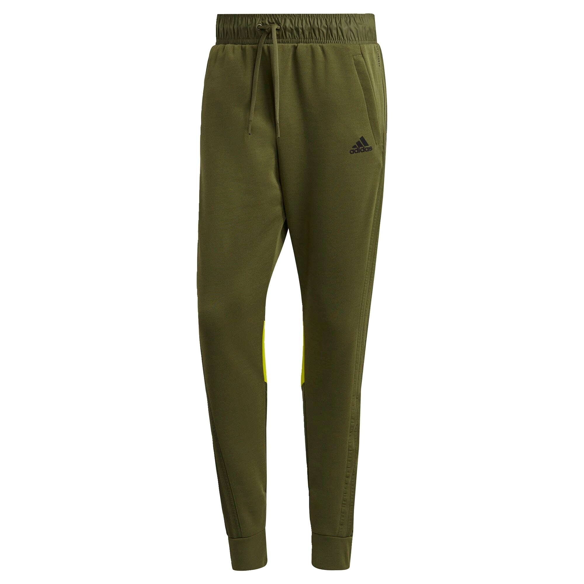 ADIDAS PERFORMANCE Sportinės kelnės  rusvai žalia / neoninė geltona / juoda
