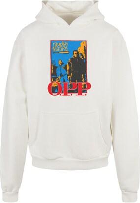 Merchcode Sweatshirt ‘Naughty By Nature – OPP Vint’ Azuur / Rood / Zwart / Wit